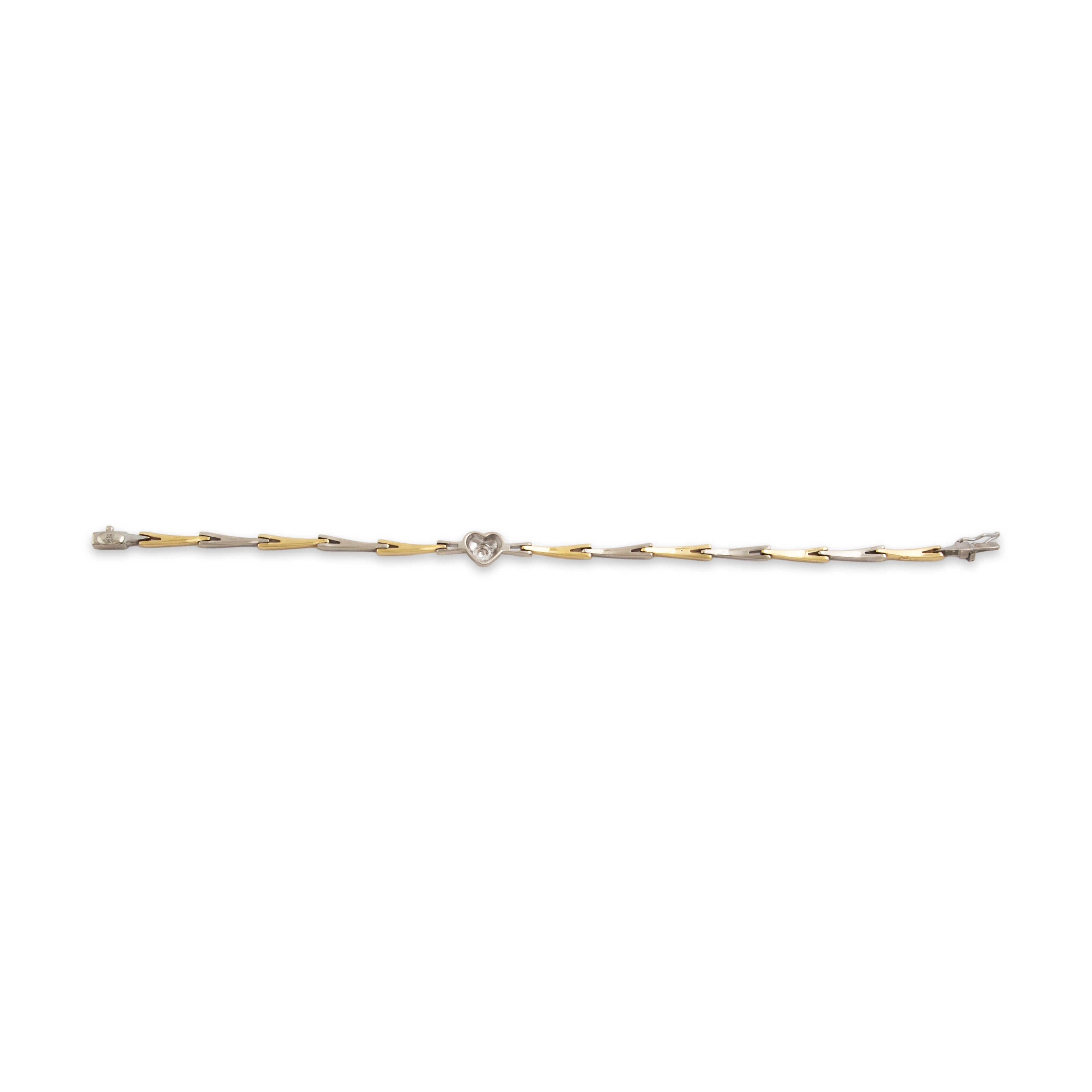 Vintage 14k White & Yellow Gold Diamond Gleaming Heartthrob Bracelet 7