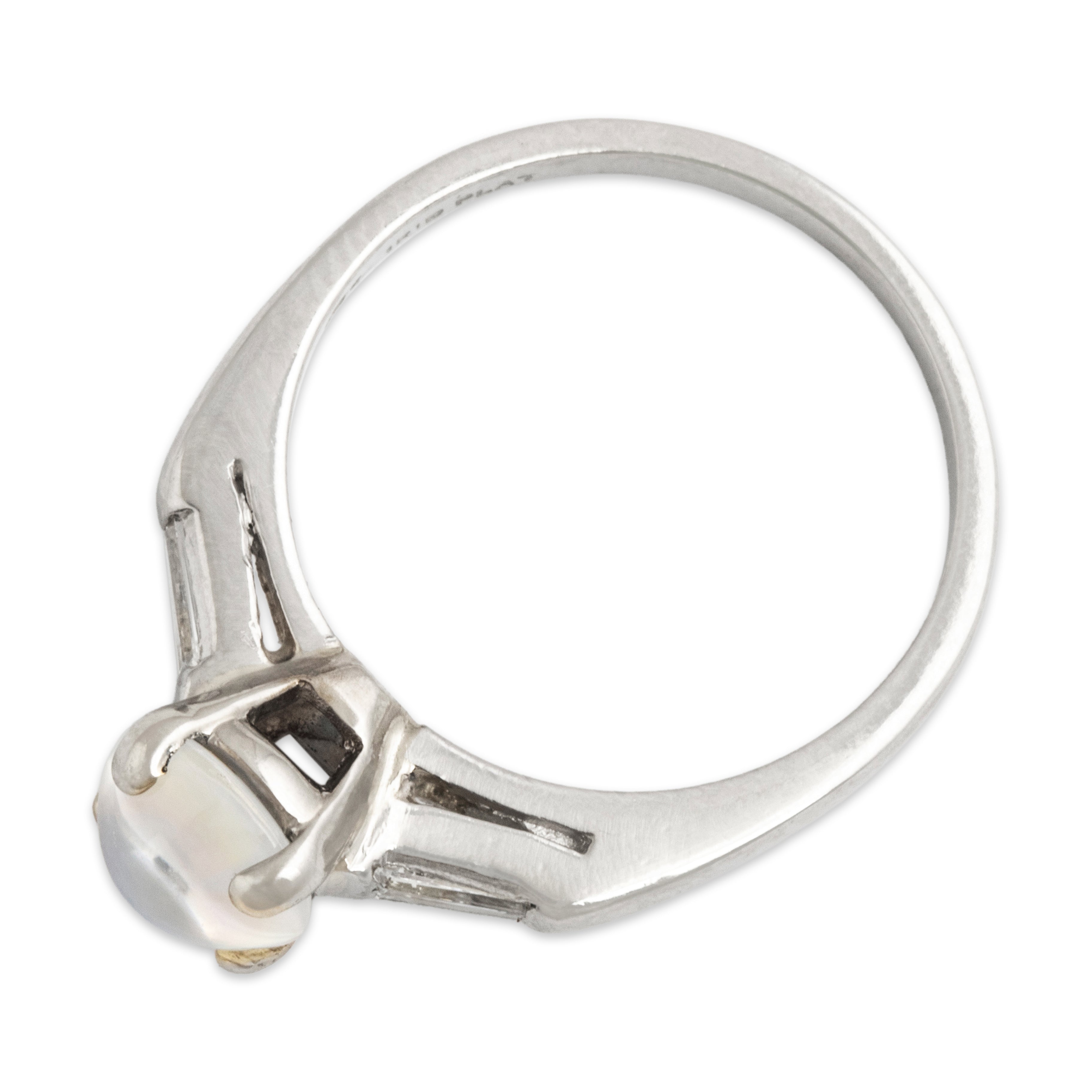 Vintage Stunning Platinum 1.14ct Moonstone Diamond Refined Glow Ring - Overall view