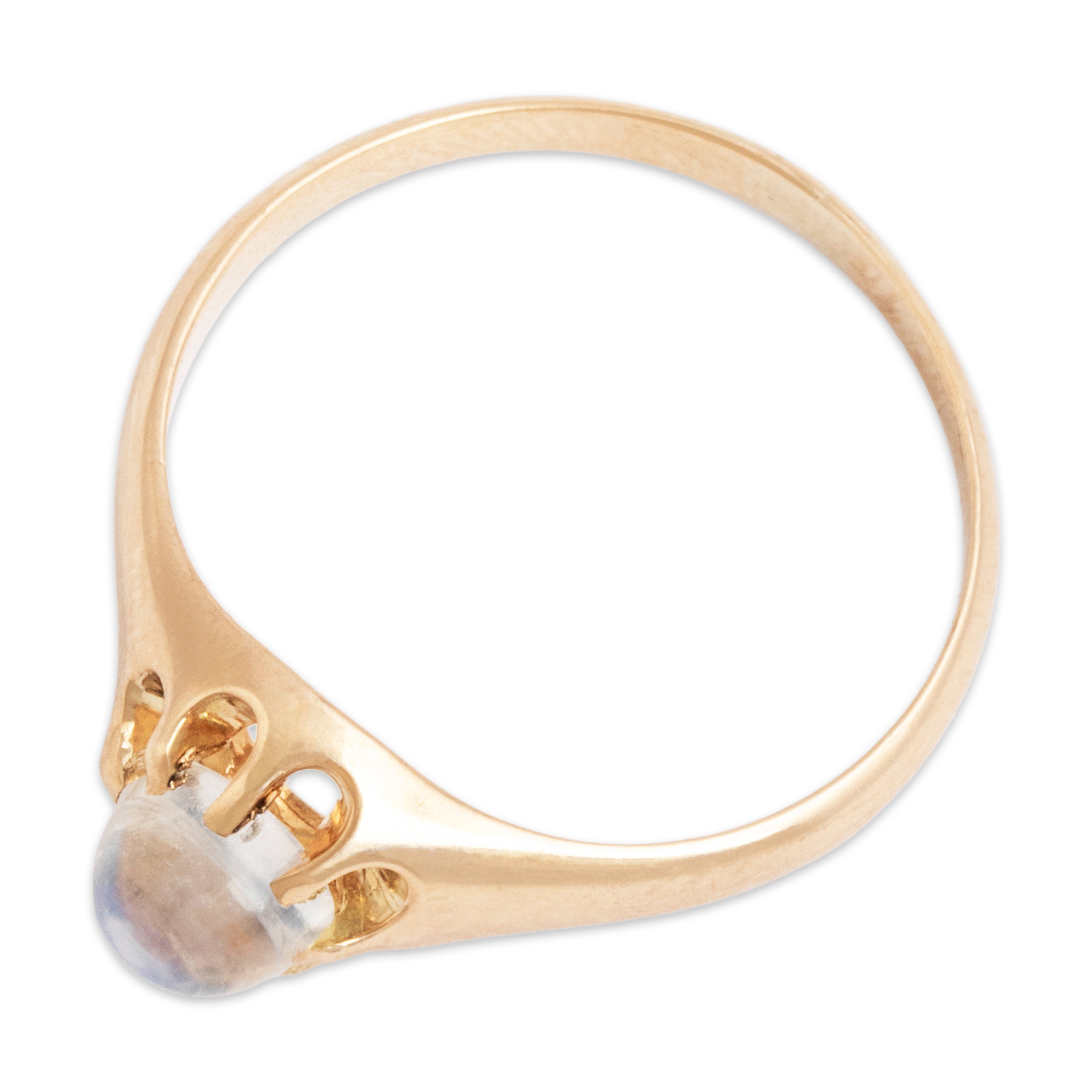 Antique 10k Rosy Yellow Gold Moonstone Mystical Buttercup Dome Ring - Overall view