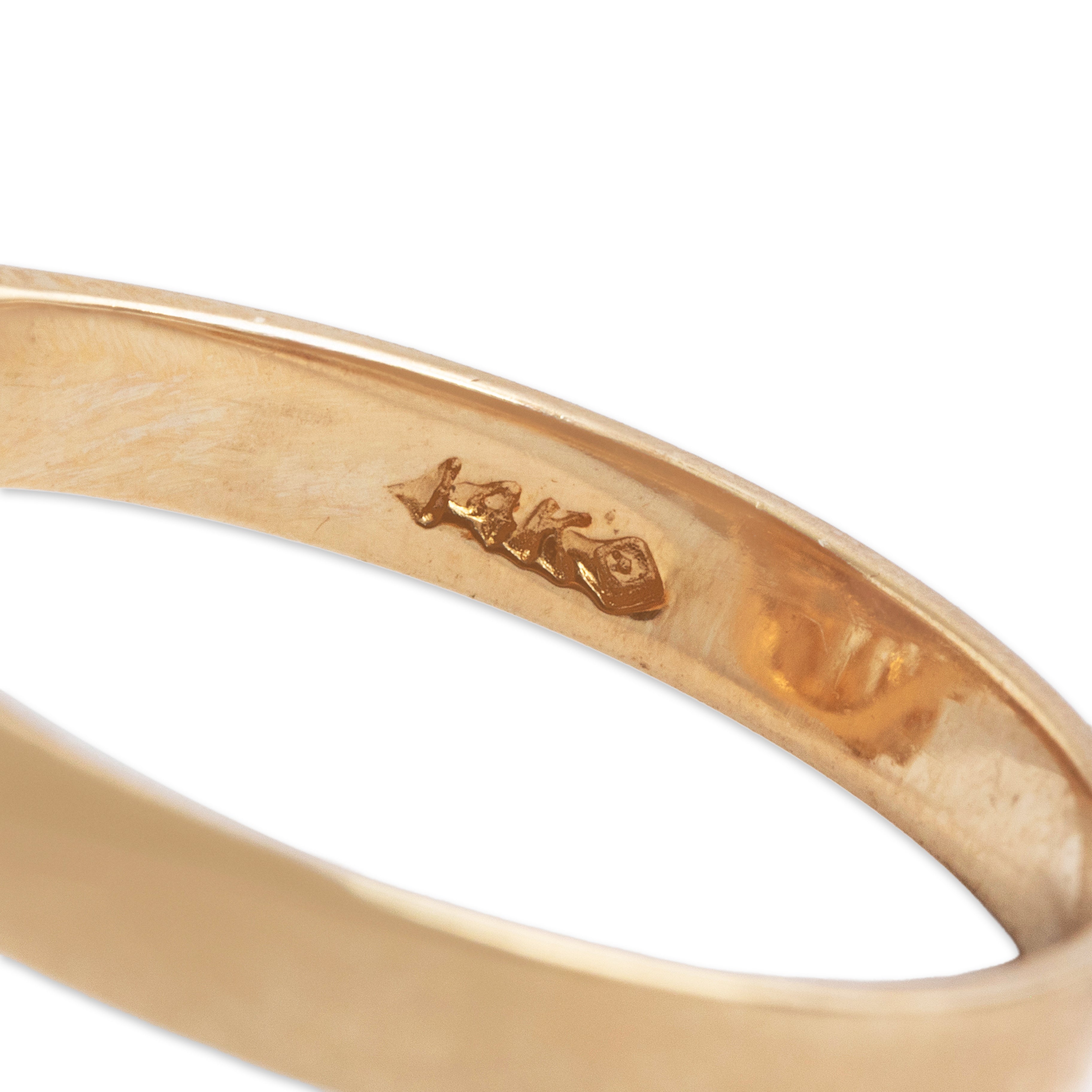 Vintage 14k Yellow Gold 1.65ct Garnet Abstract Textured Basket Ring - Hallmark view