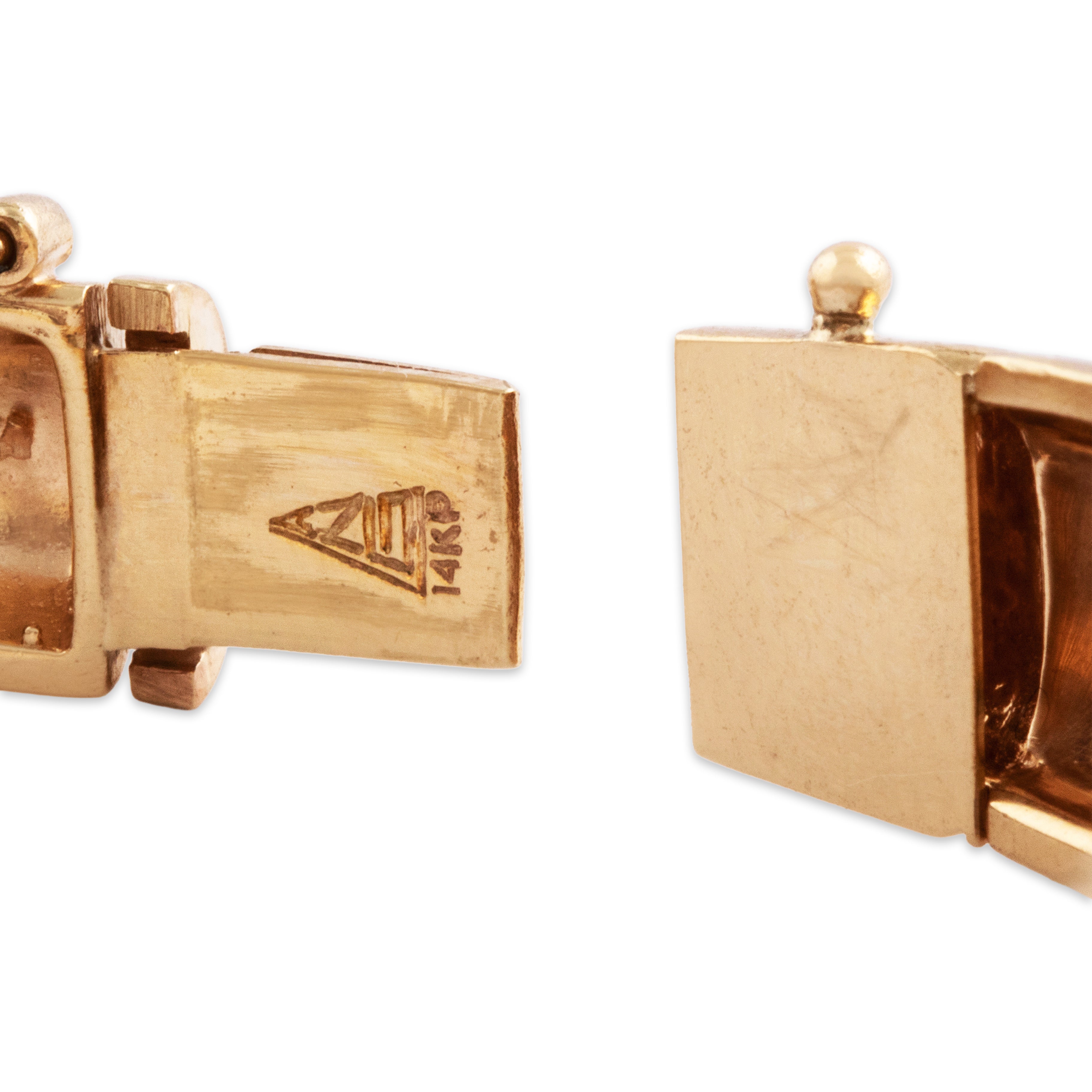 Vintage 14k Gold .735cttw Diamond Satin Quilted Sparkle Bangle Bracelet - Hallmark view