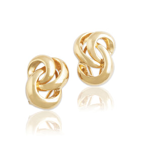 Vintage 14k Yellow Gold Pretty Looping Swirl Omega Back Earrings