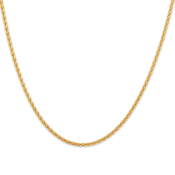 Vintage Italian 14k Yellow Gold Long Wheat Chain Necklace 24