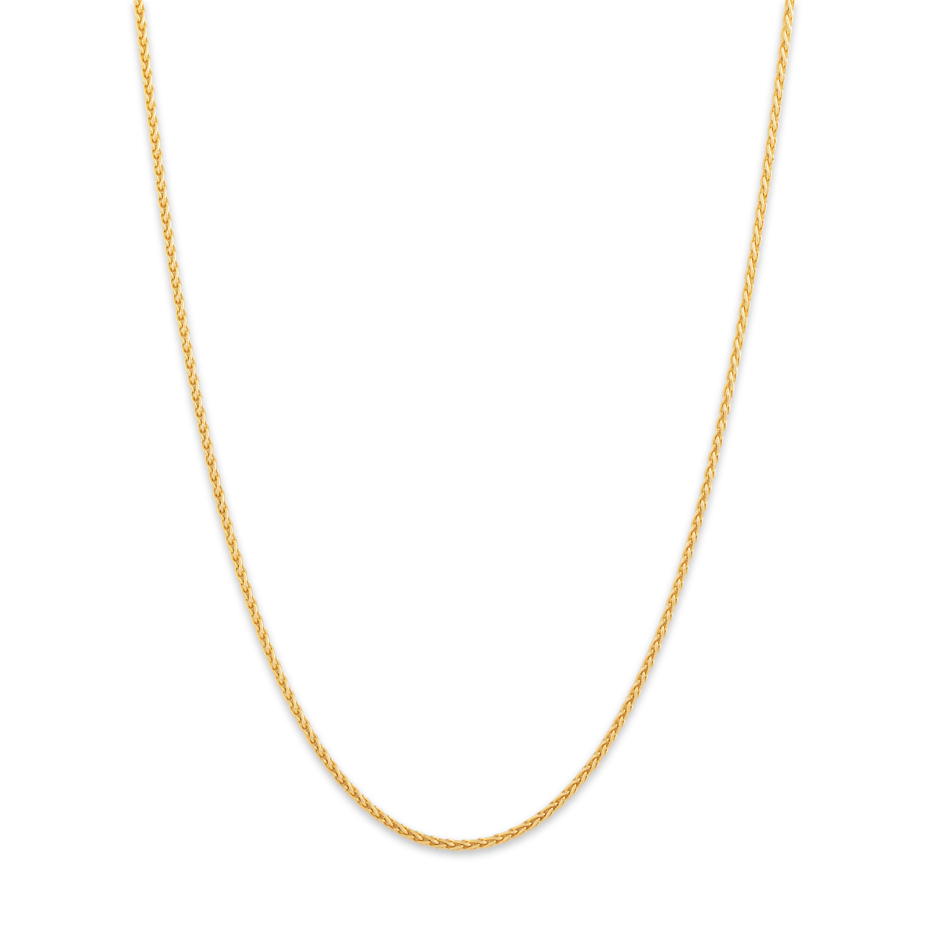 Vintage Italian 14k Yellow Gold Long Spiga Chain Necklace  - Close-up view