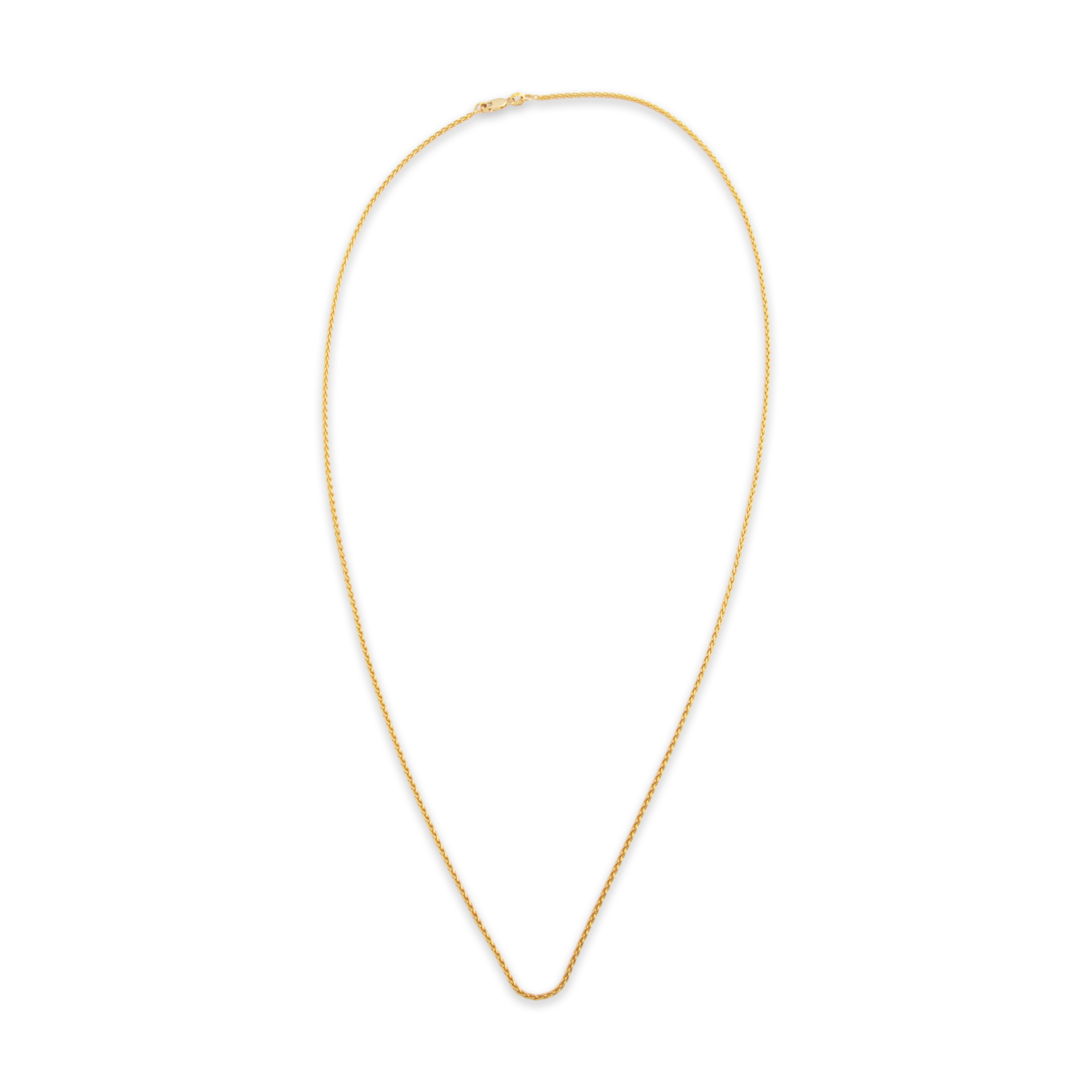 Vintage Italian 14k Yellow Gold Long Spiga Chain Necklace  - Overall view