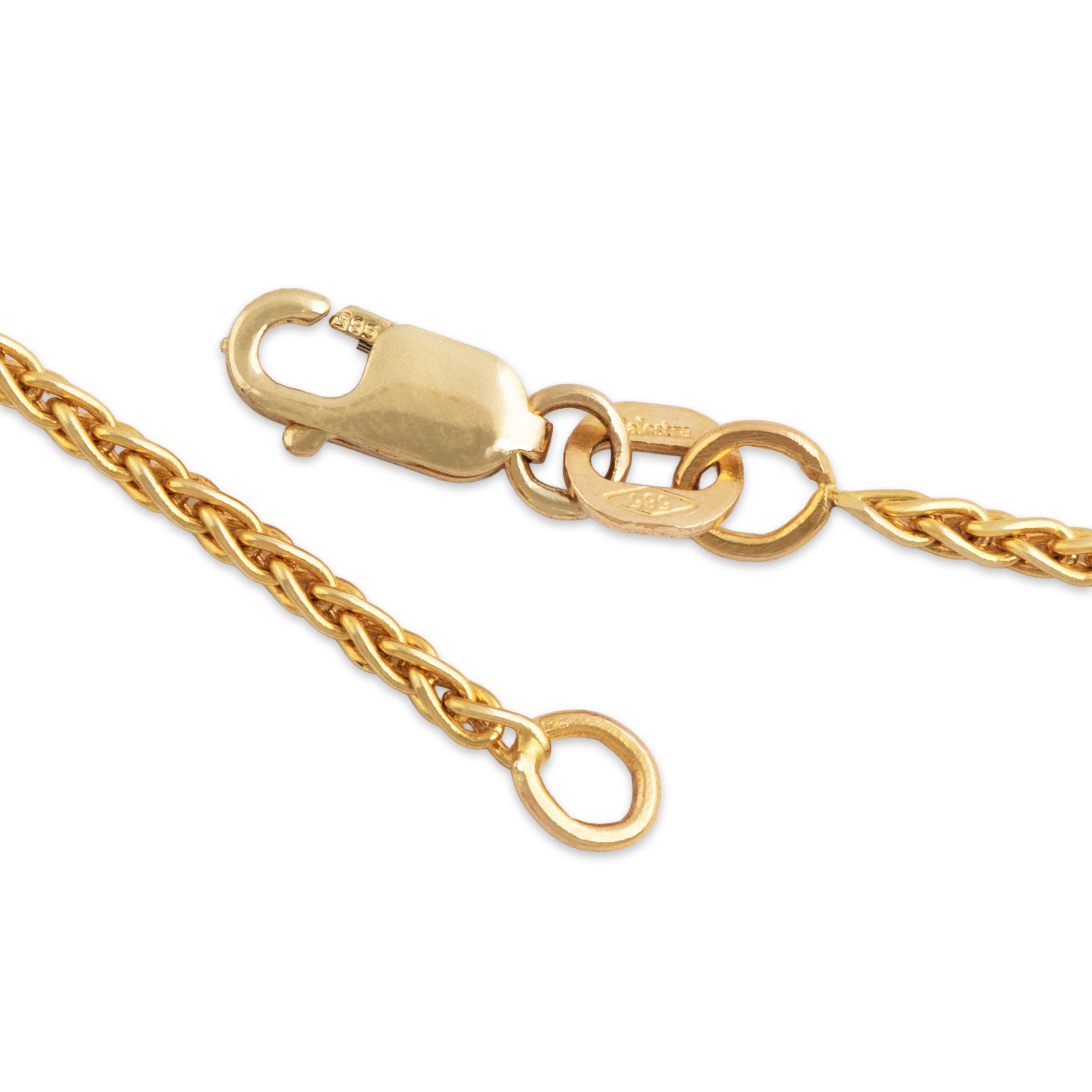 Vintage Italian 14k Yellow Gold Long Spiga Chain Necklace  - clasp view