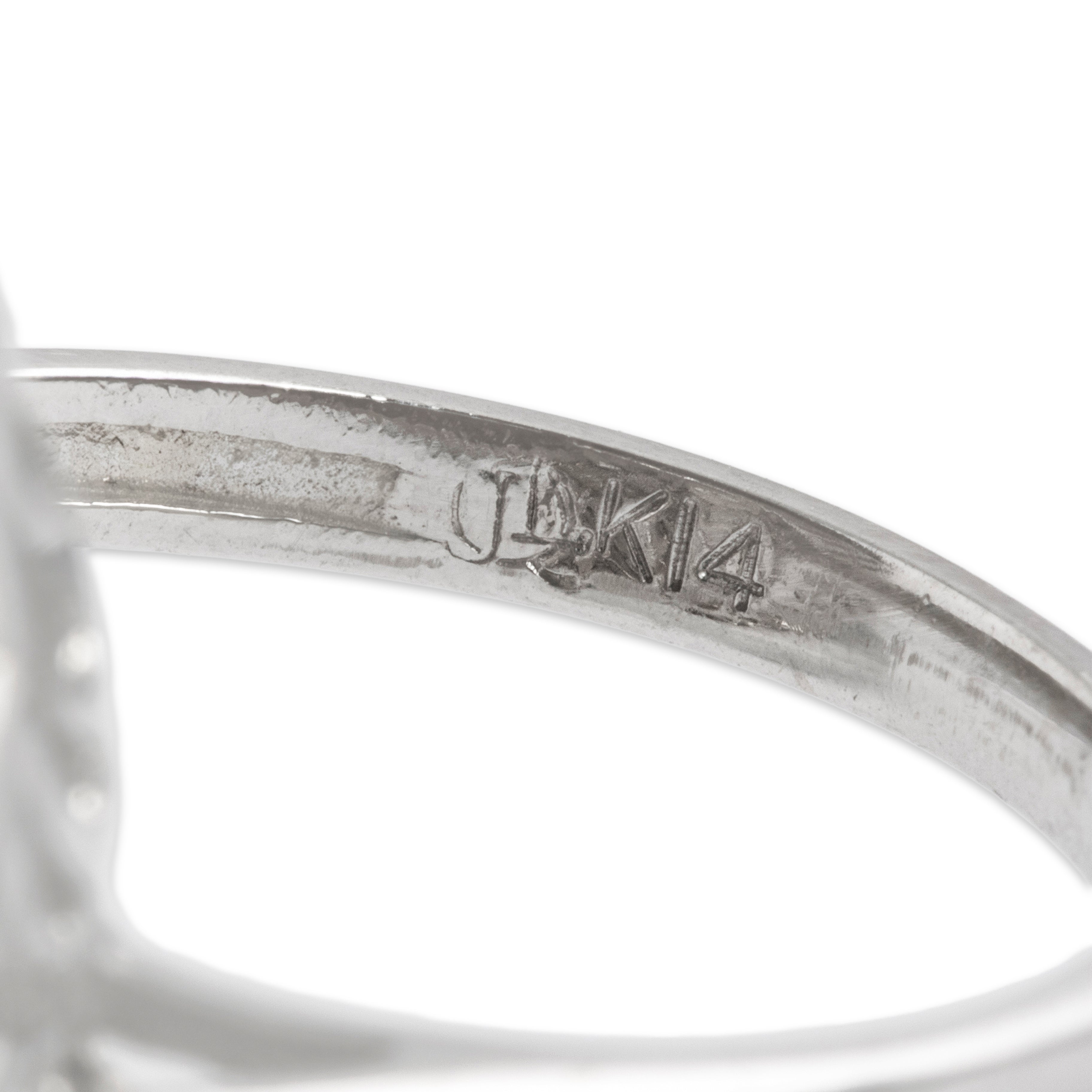 Vintage Large 14k White Gold 1.055cttw Diamond Bold Cocktail Ring - Hallmark view