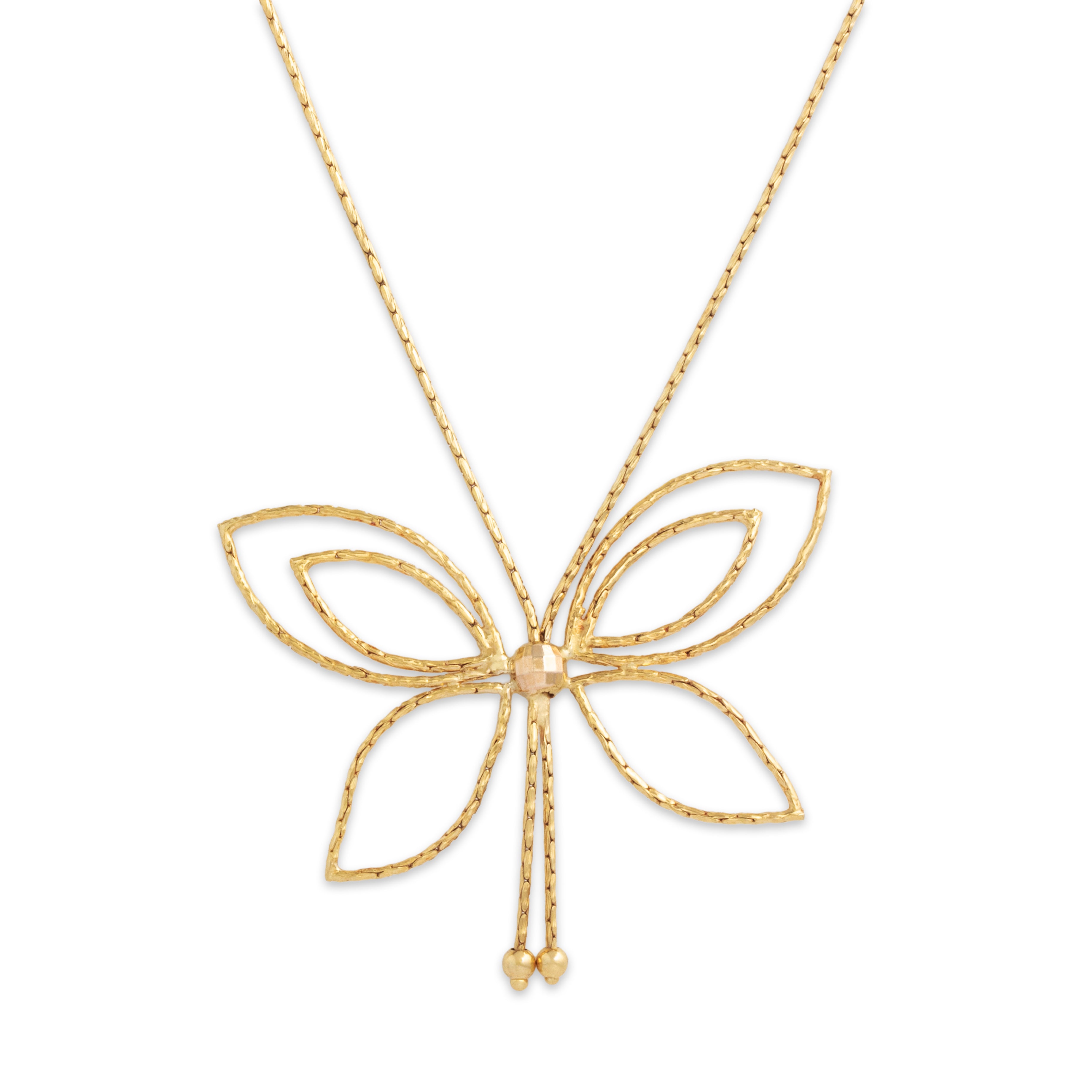 Vintage Italian 14k Yellow Gold Stunning Butterfly Necklace - detail view #2
