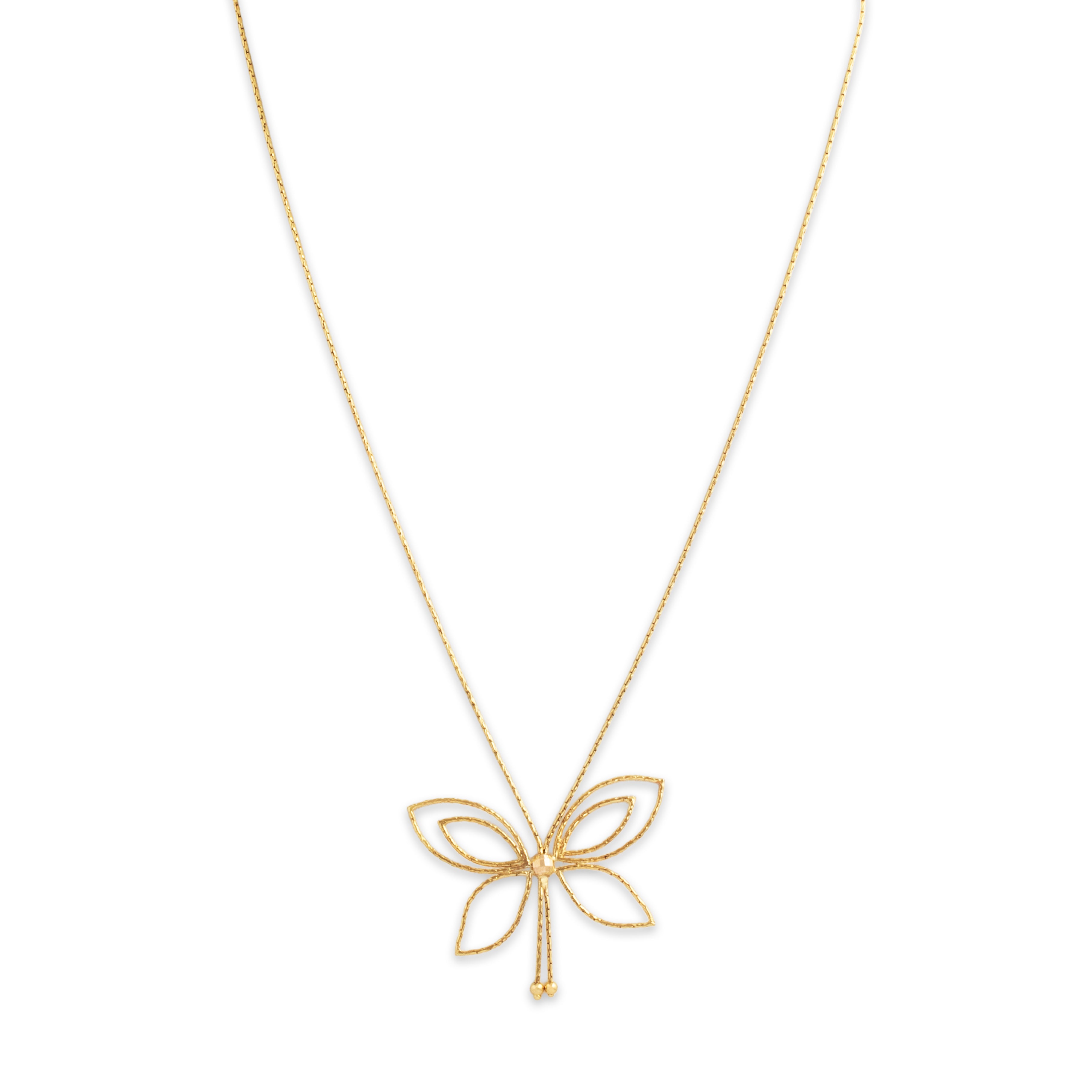 Vintage Italian 14k Yellow Gold Stunning Butterfly Necklace - detail view #1