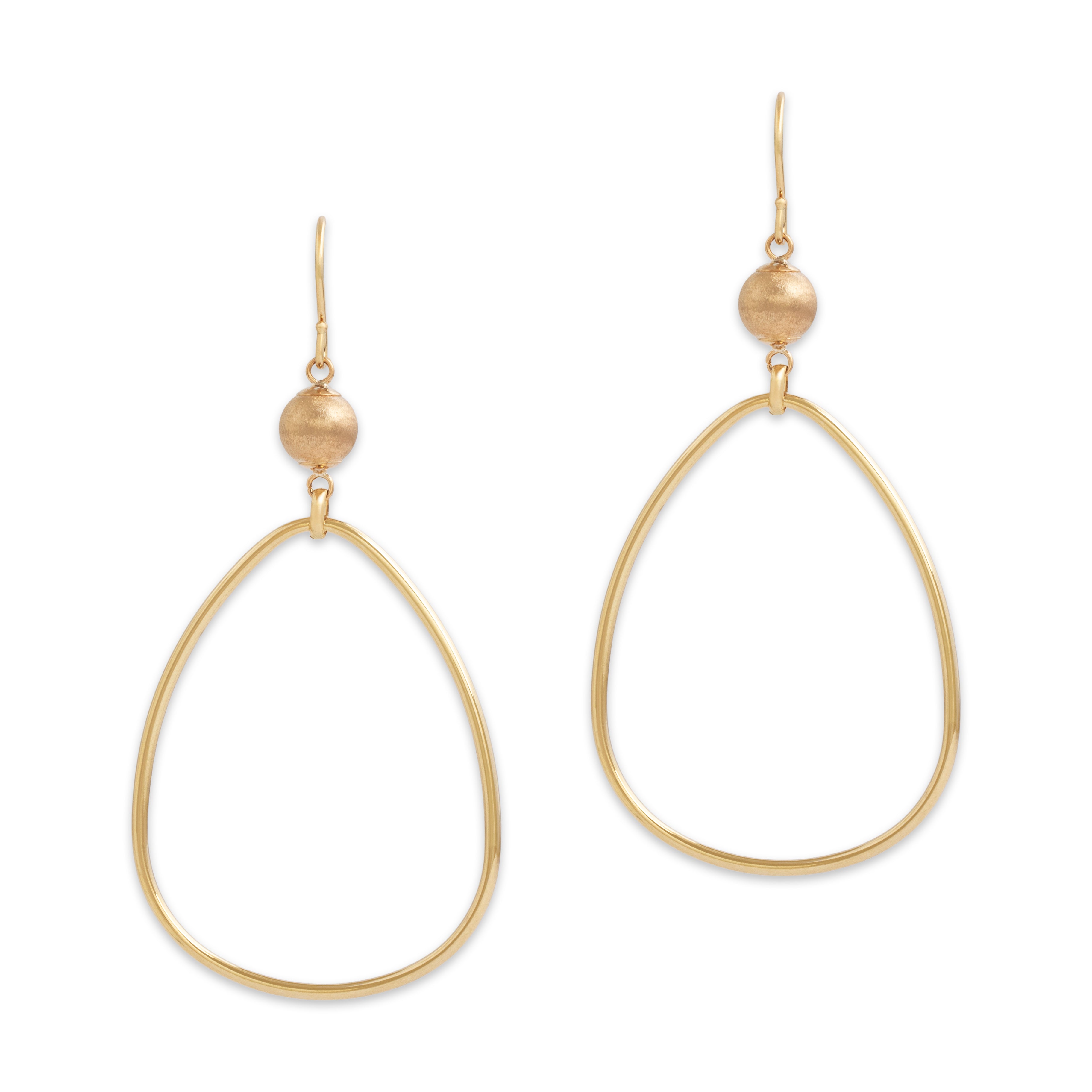 Vintage Large 14k Yellow Gold Wonderful Teardrop Dangle Earrings - Close-up view