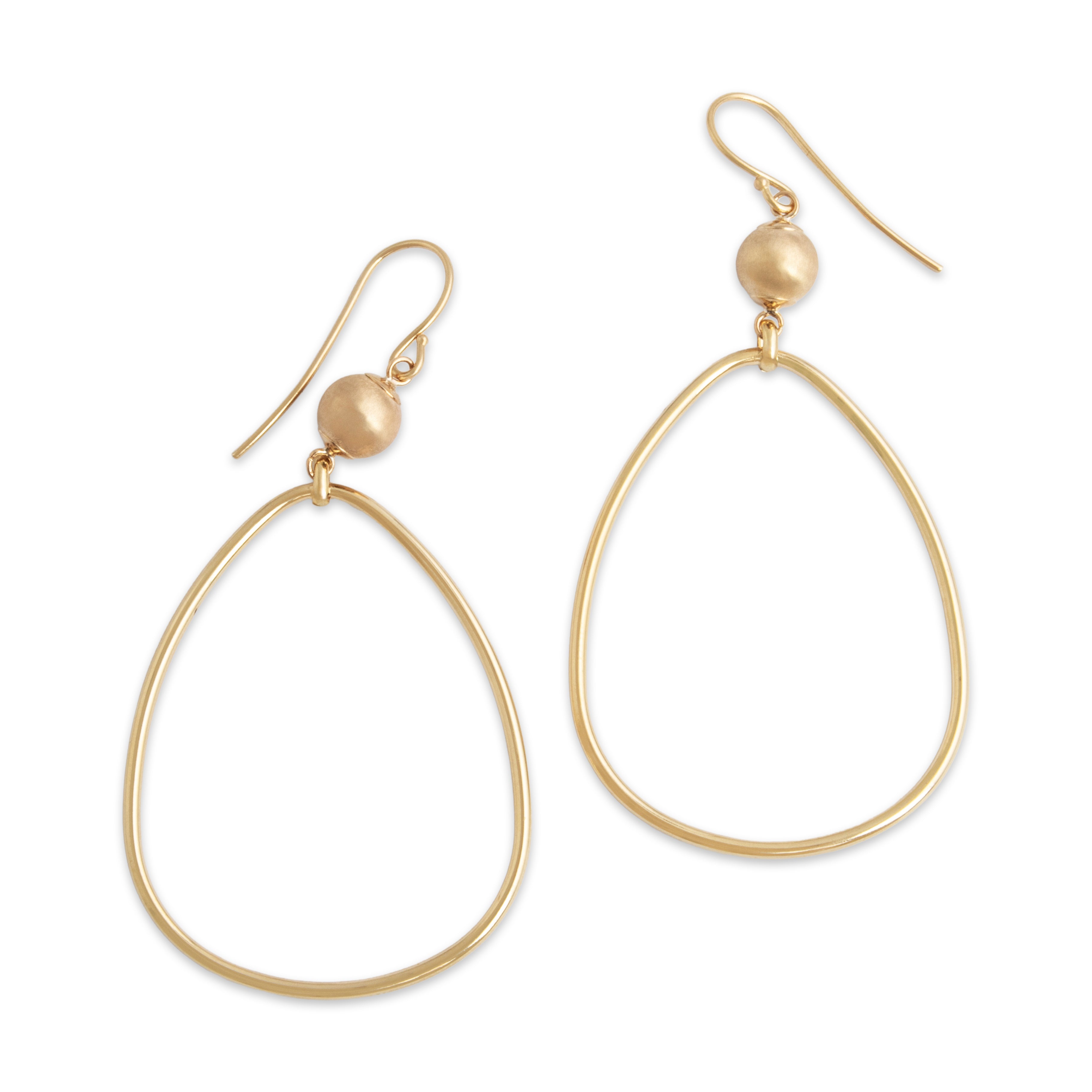 Vintage Large 14k Yellow Gold Wonderful Teardrop Dangle Earrings - Overall view