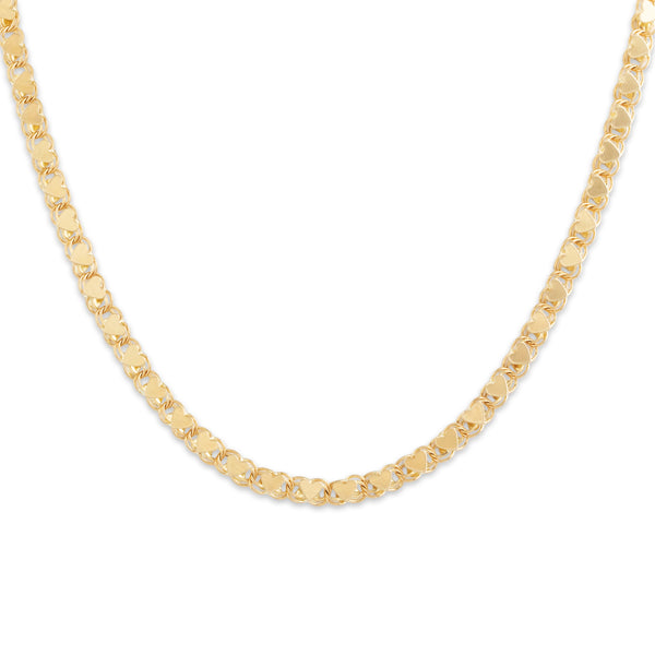 Vintage 14k Yellow Gold Romantic Heart Link Necklace 16