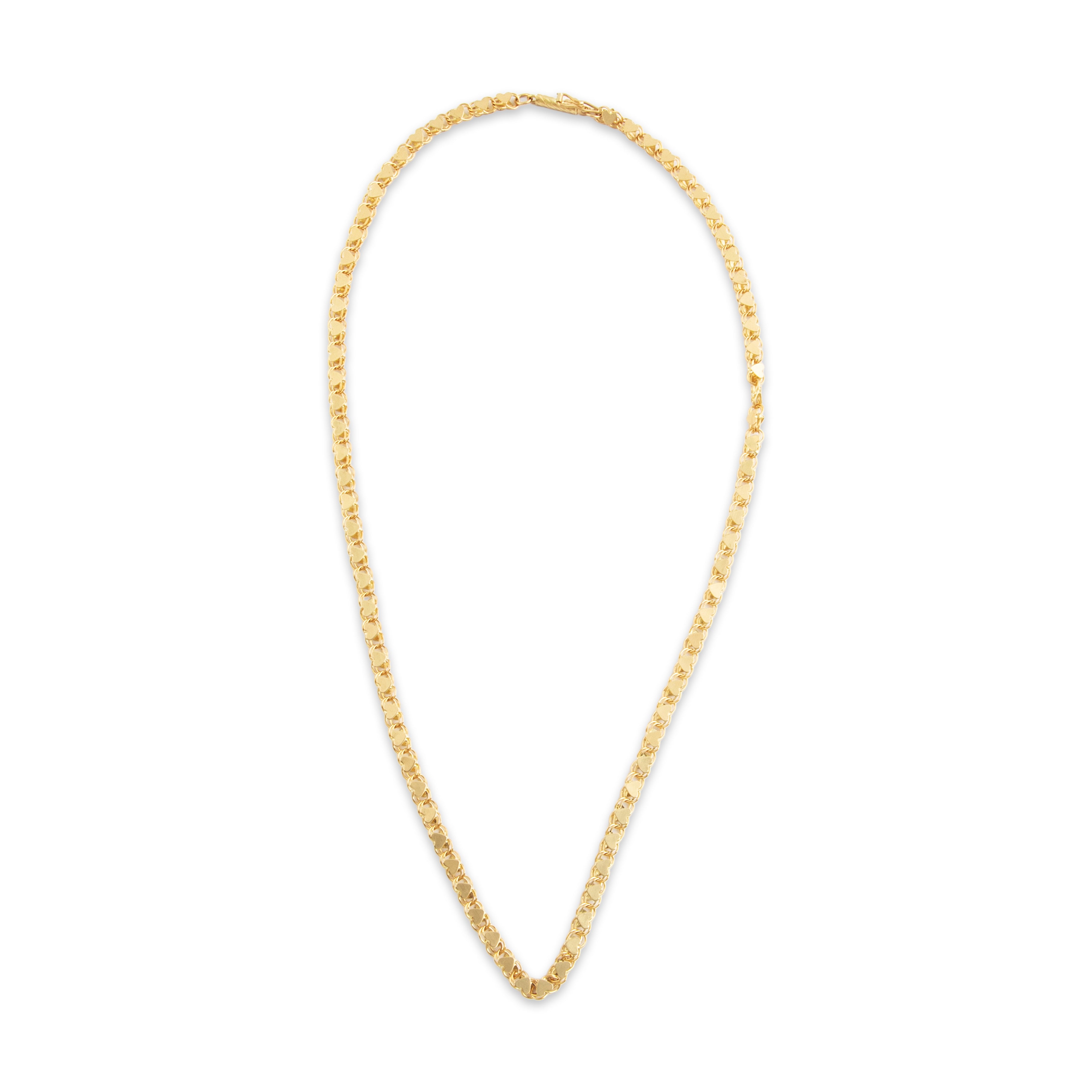 Vintage 14k Yellow Gold Romantic Heart Link Necklace - Overall view