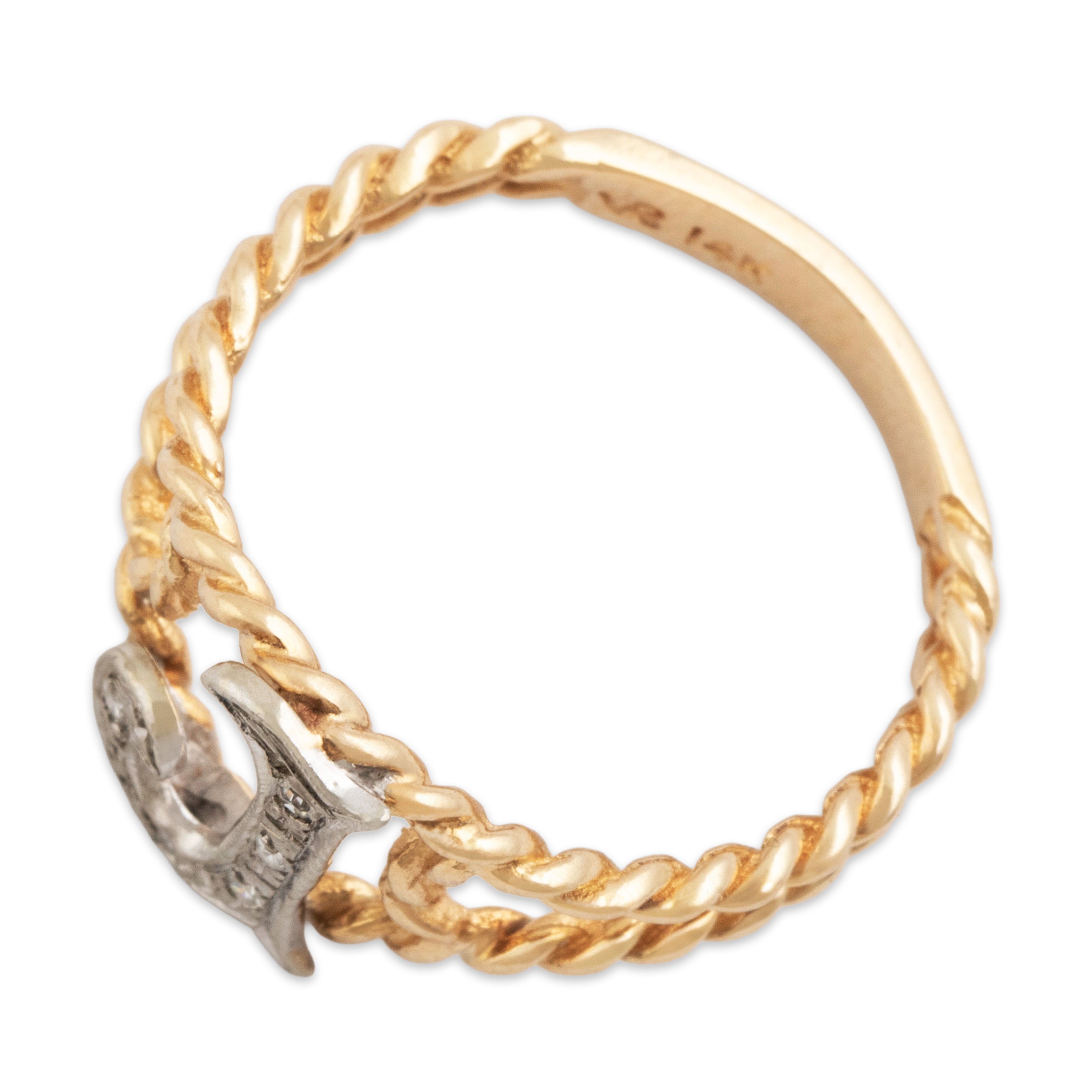 Vintage 14k Yellow & White Gold Diamond Cable 