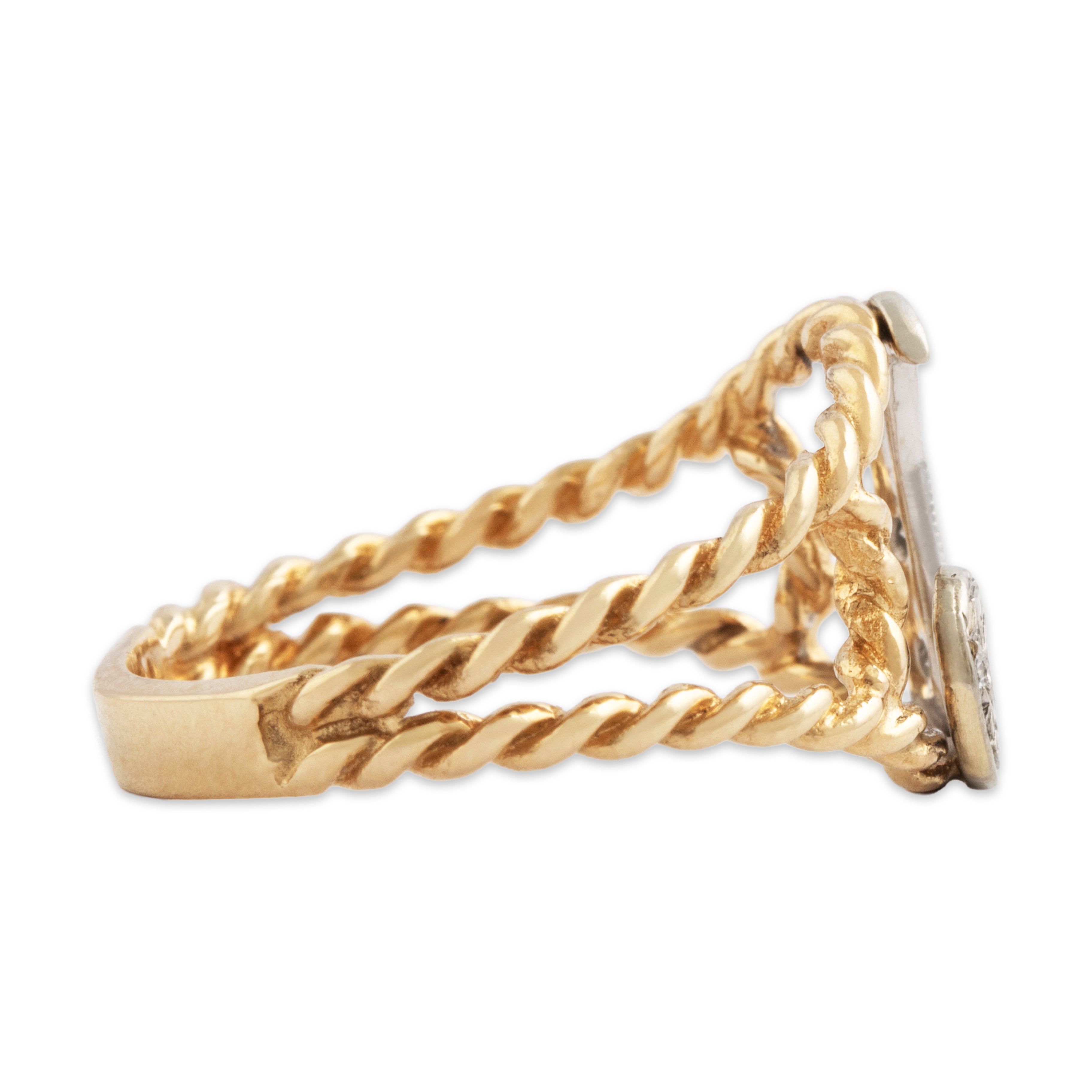 Vintage 14k Yellow & White Gold Diamond Cable 