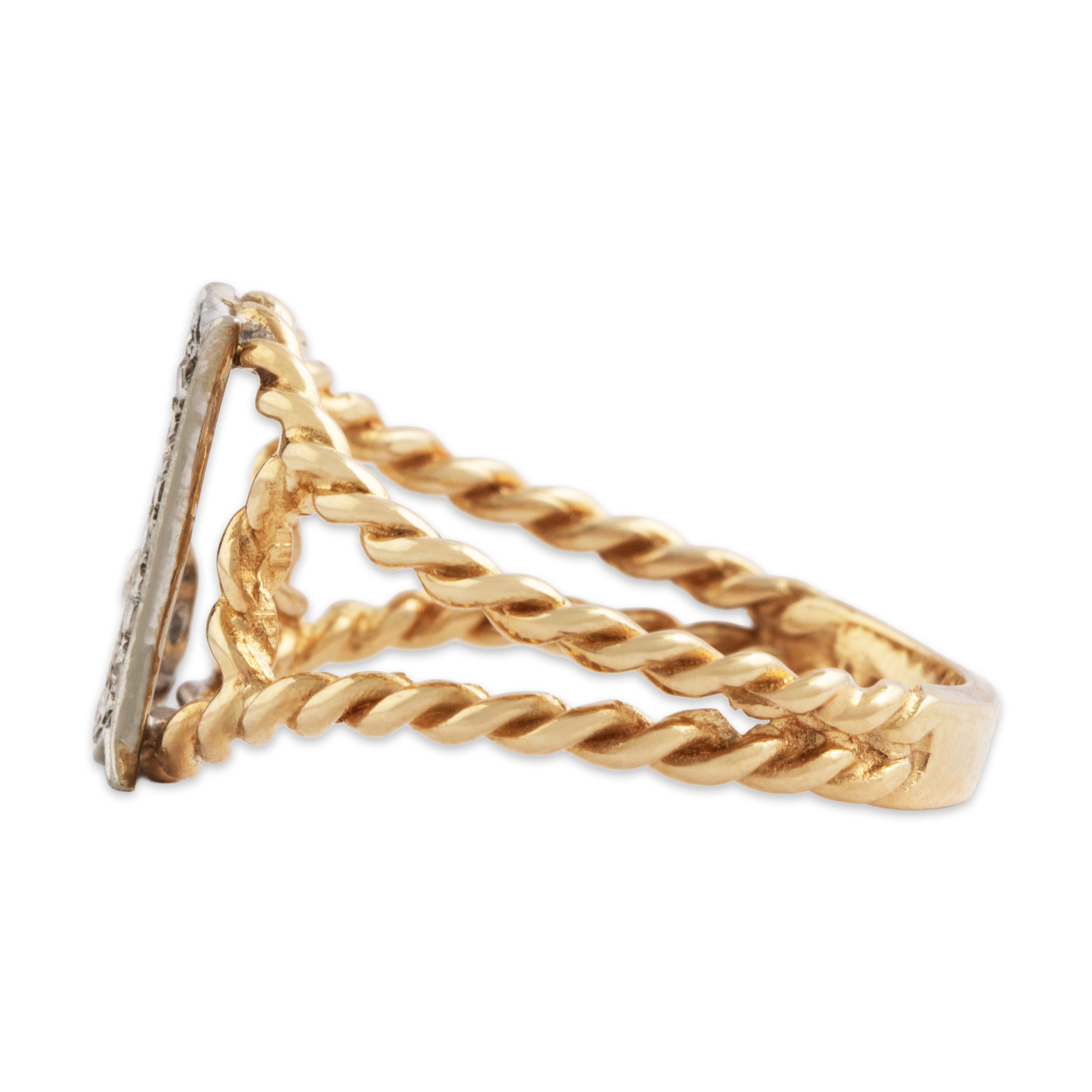 Vintage 14k Yellow & White Gold Diamond Cable 