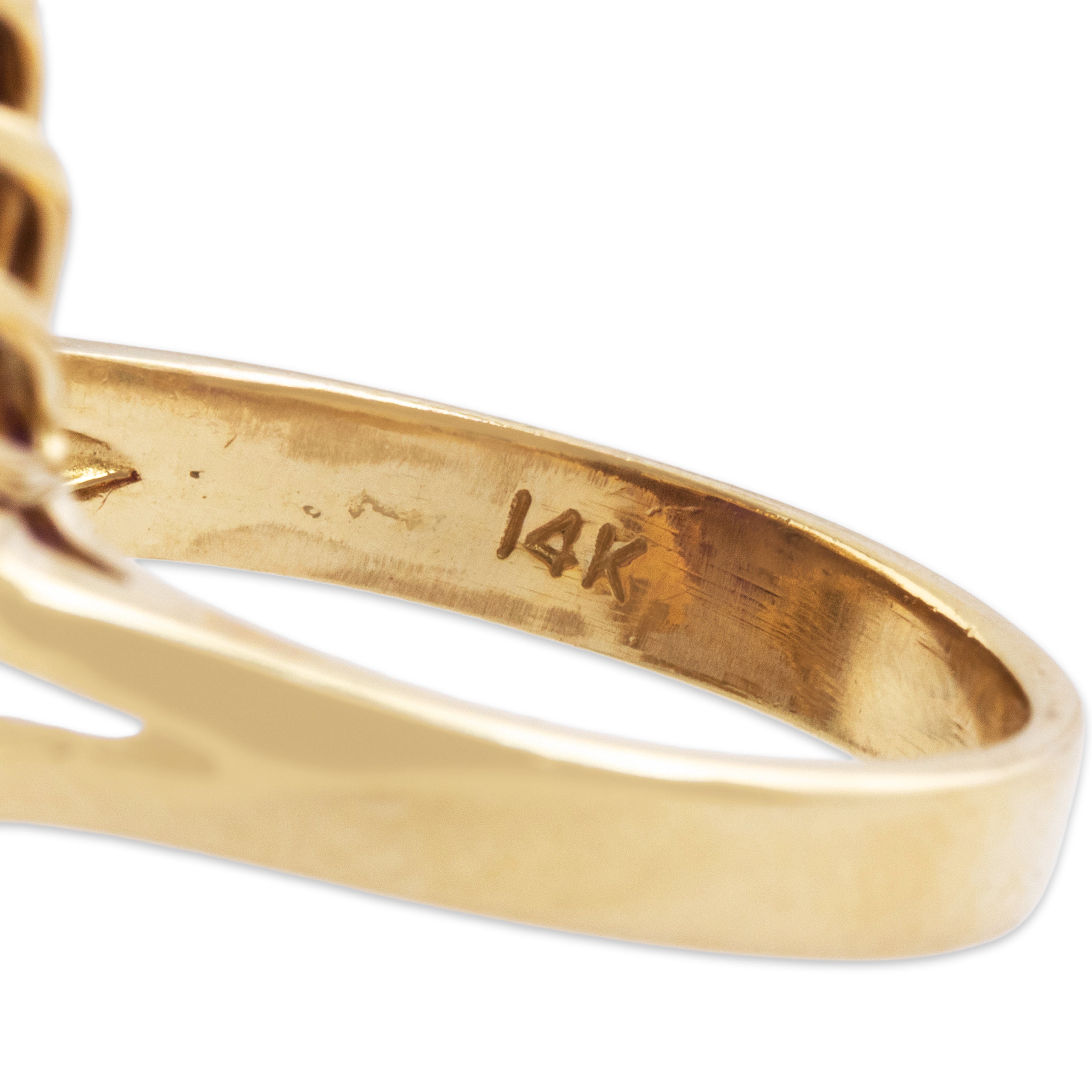 Vintage Large 14k Yellow Gold 13.5ct Amethyst 1.26cttw Diamond Halo Ring - Hallmark view