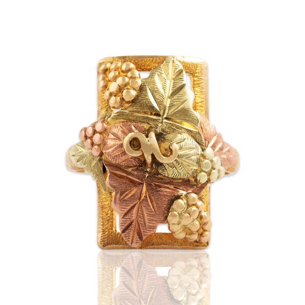Vintage 10k Yellow & Rose Gold Pretty Grape & Vine Ring 5.75