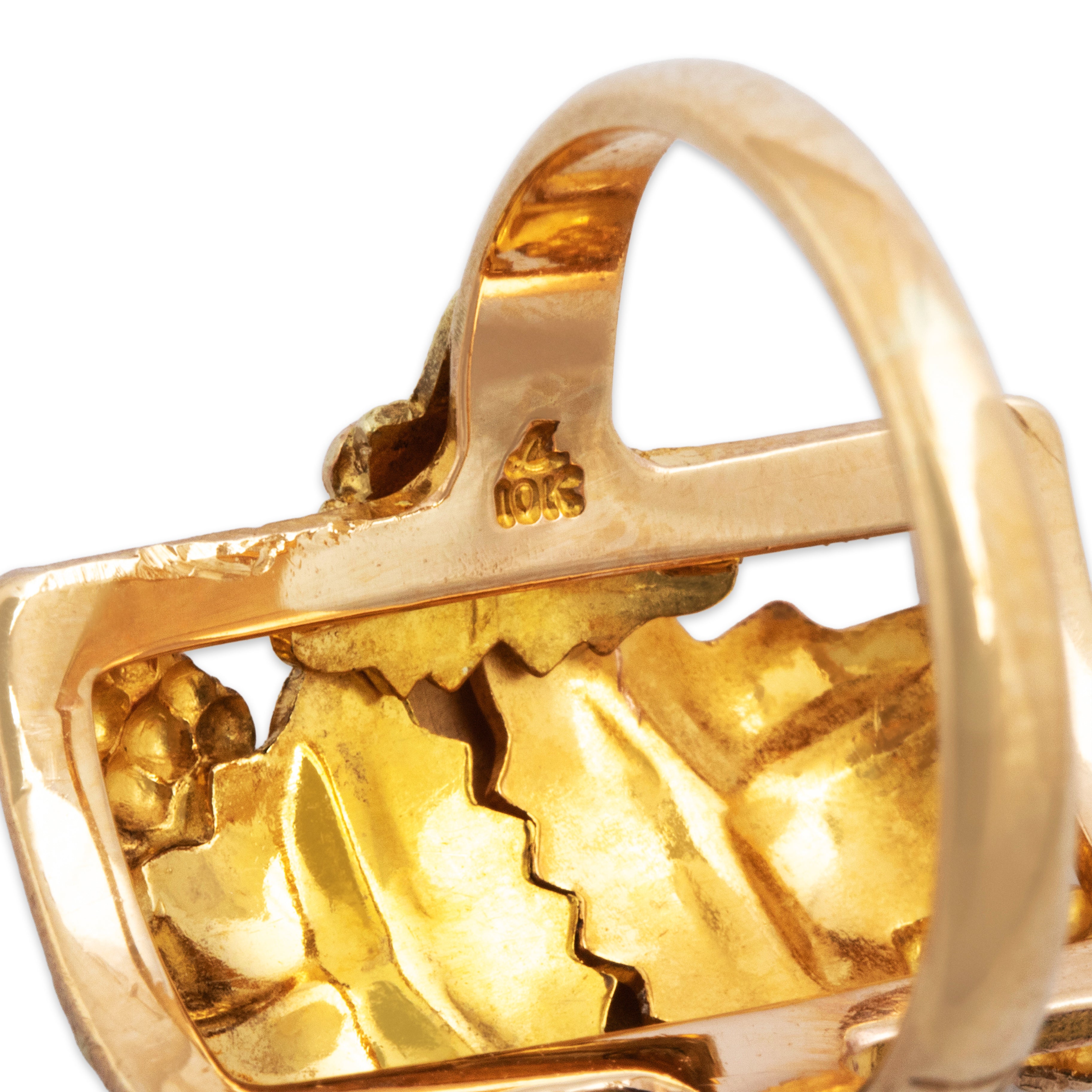 Vintage 10k Yellow & Rose Gold Pretty Grape & Vine Ring - Hallmark view