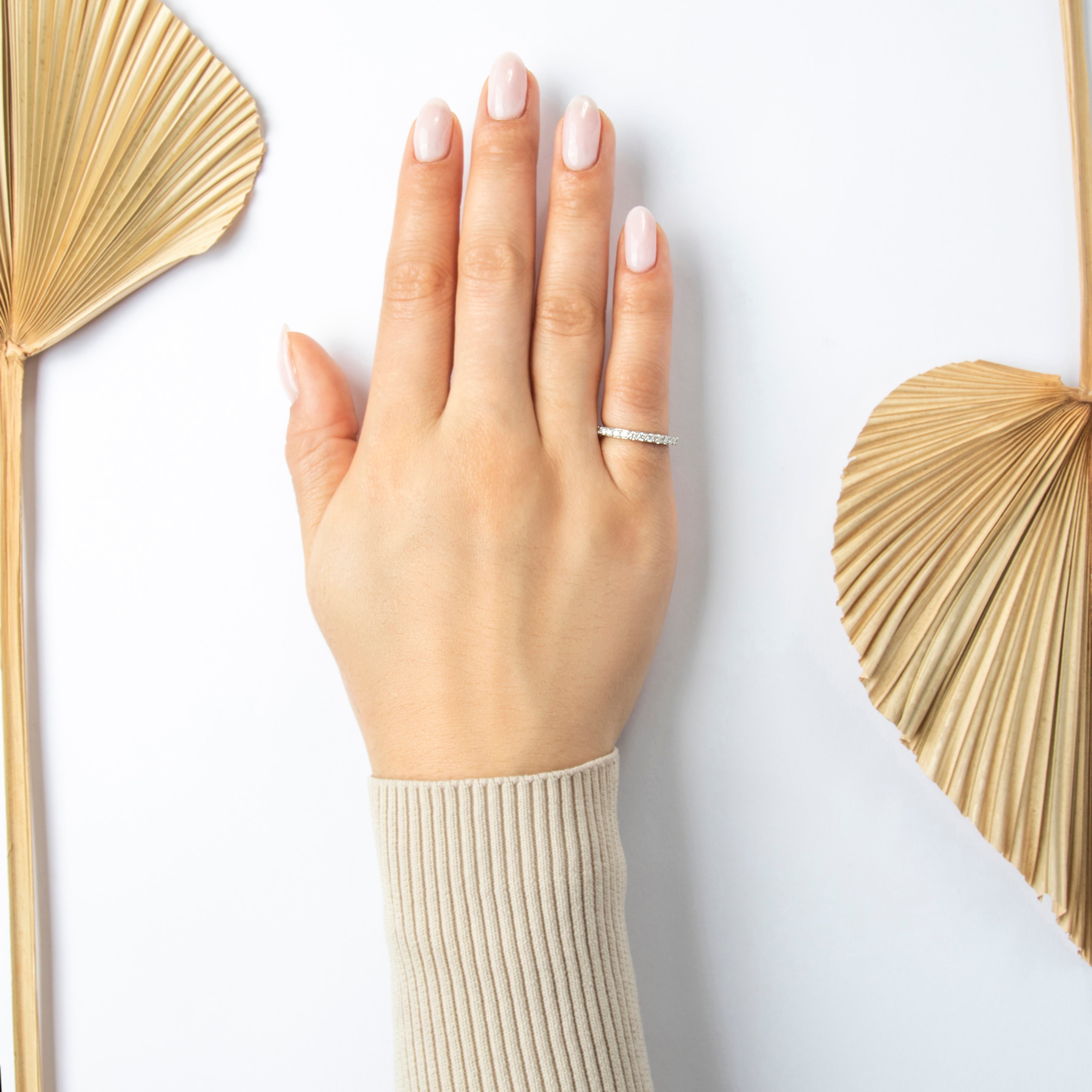 Estate Platinum 0.87cttw Diamond Classic Eternity Band Ring  - On model view