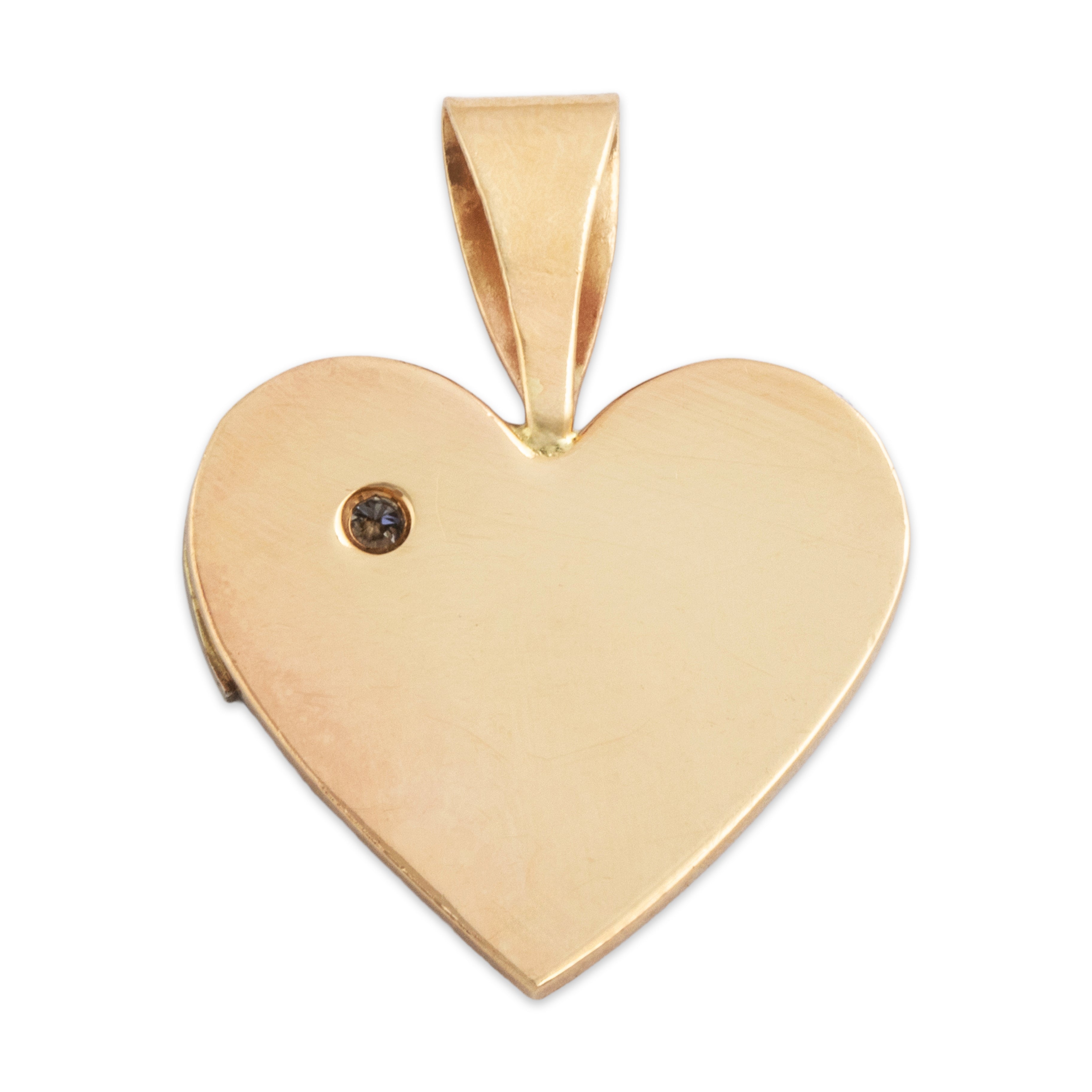 Vintage 14k Yellow & White Gold Diamond Puzzle Piece Heart Pendant - Back view