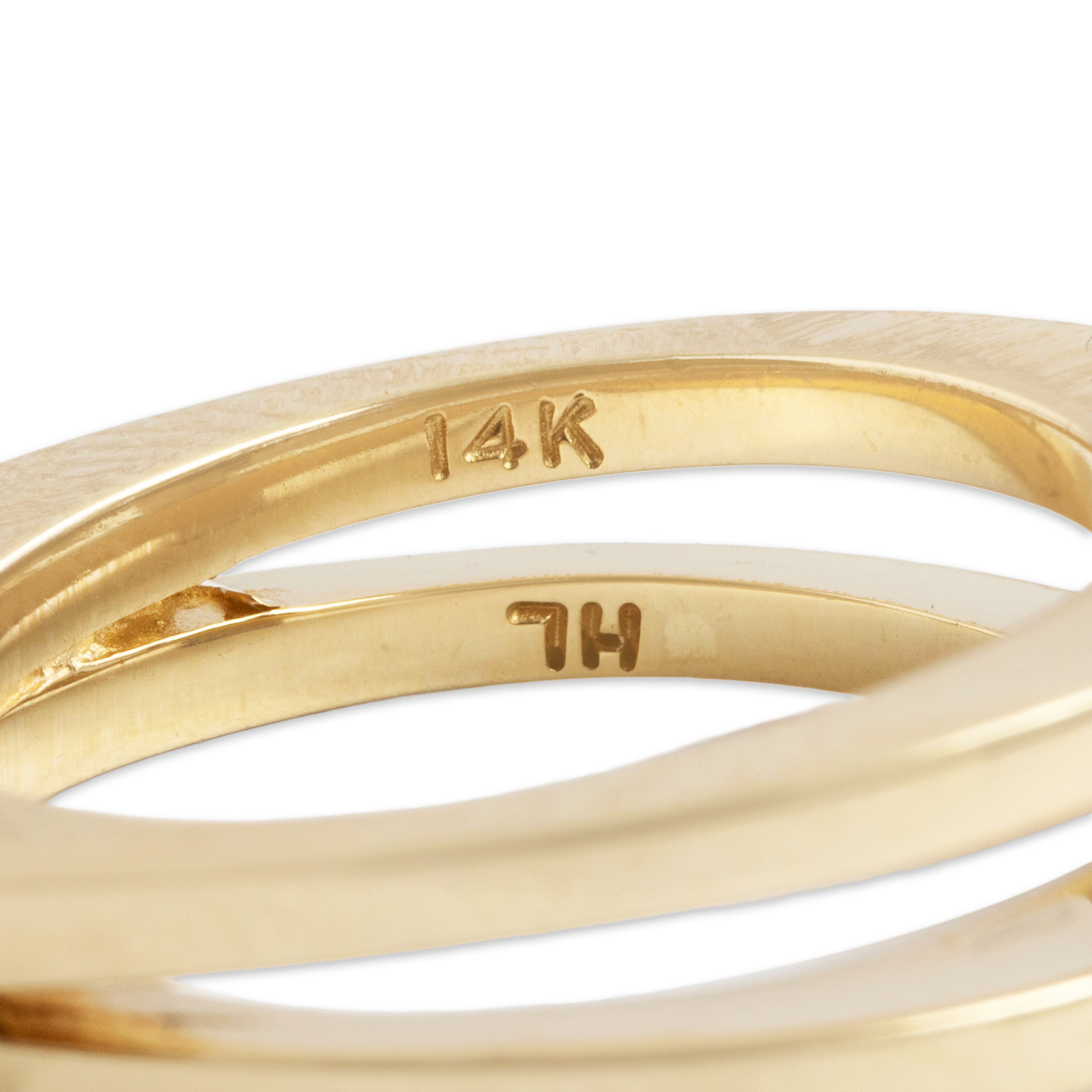 Vintage 14k Yellow & White Gold Diamond Geometric Split Shank Ring - Hallmark view