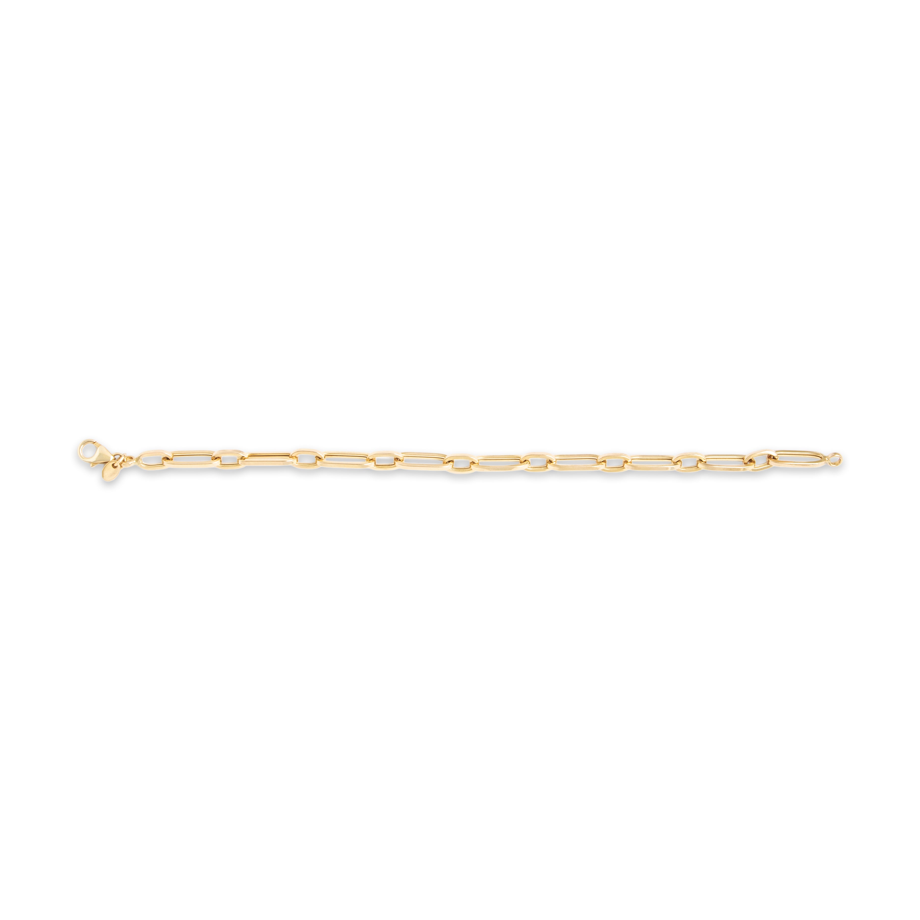 Estate Italian Lightweight 14k Yellow Gold Paperclip Link Bracelet - Close-up view