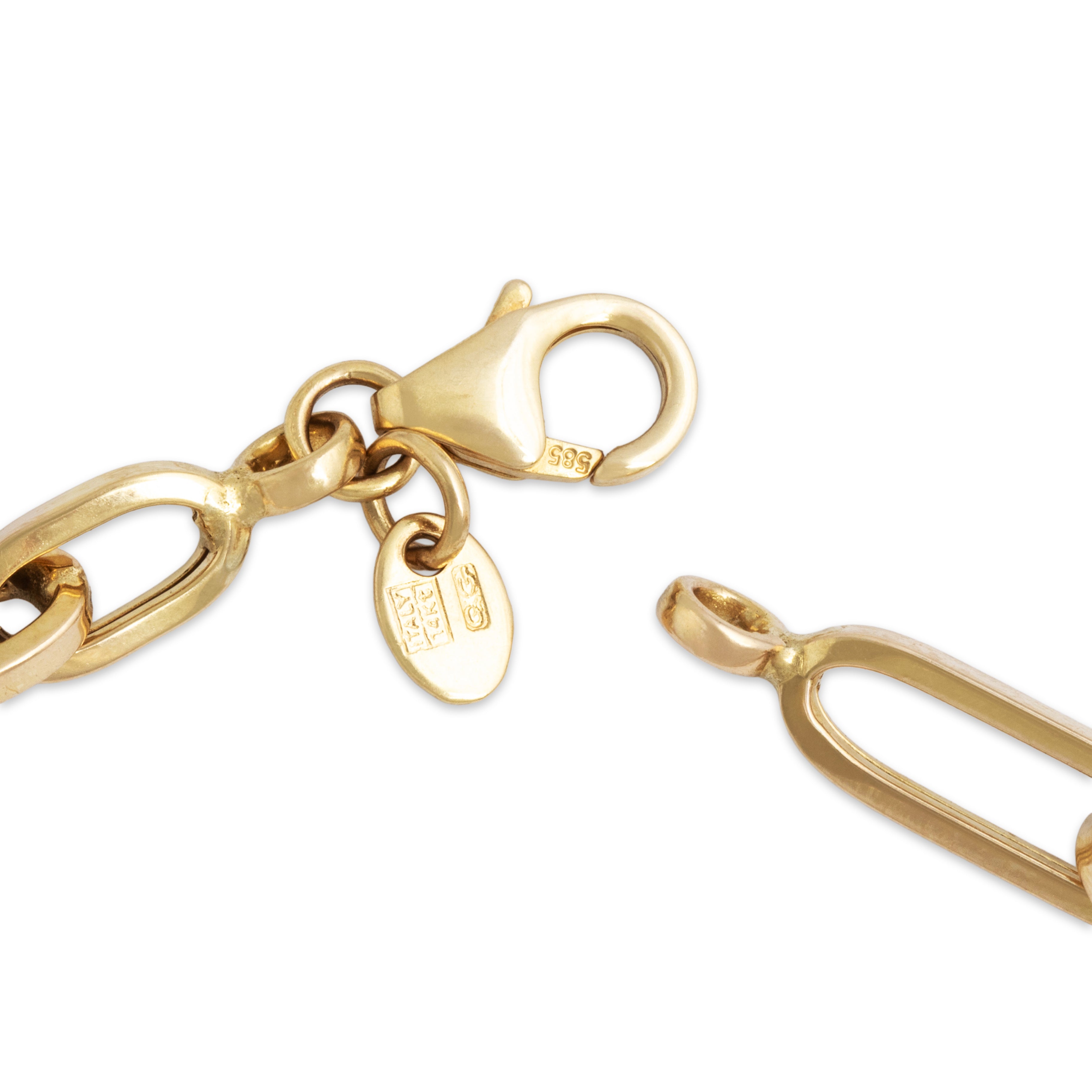 Estate Italian Lightweight 14k Yellow Gold Paperclip Link Bracelet - clasp view