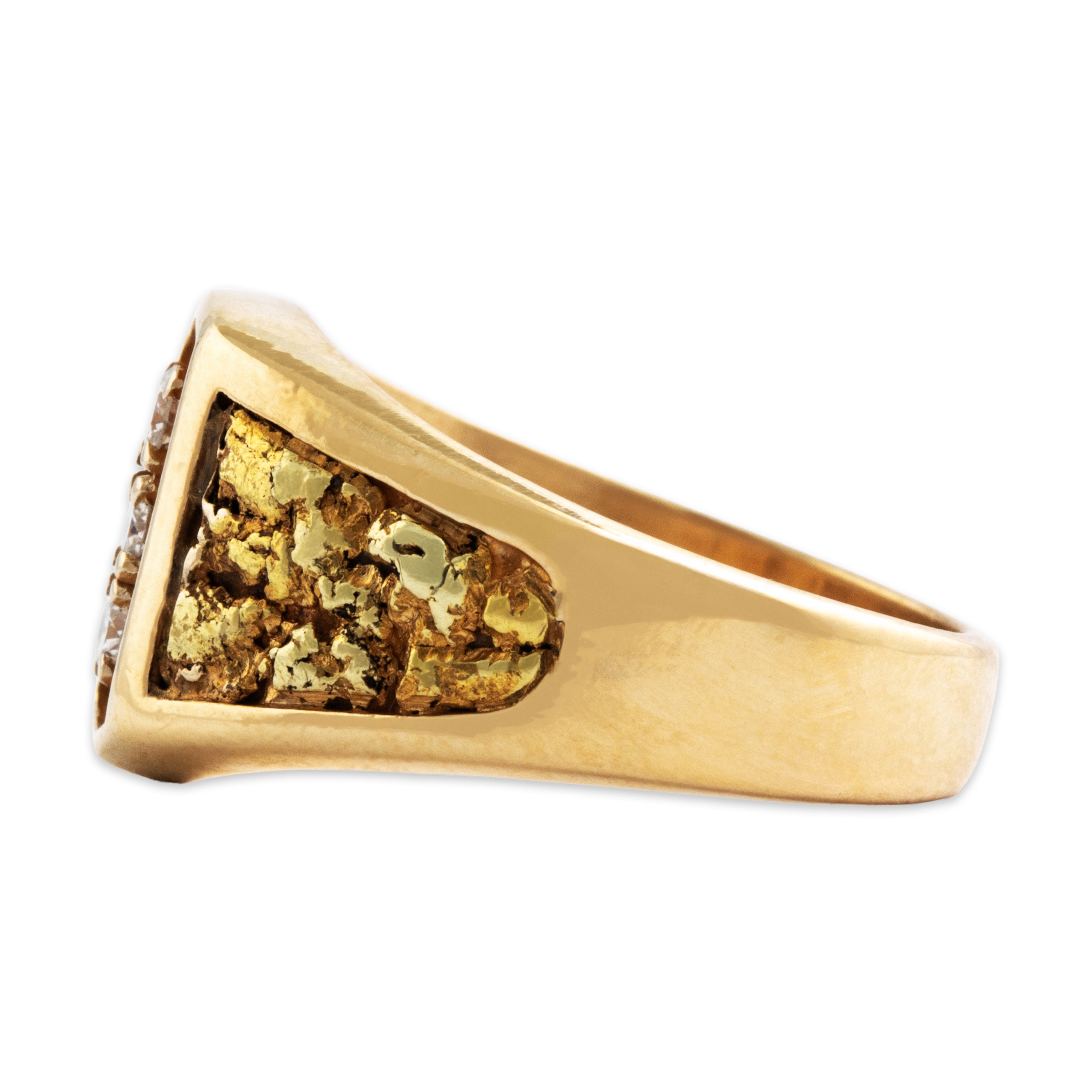 Vintage 14k Yellow Gold .234cttw Diamond Chunky Nugget Ring - Side view