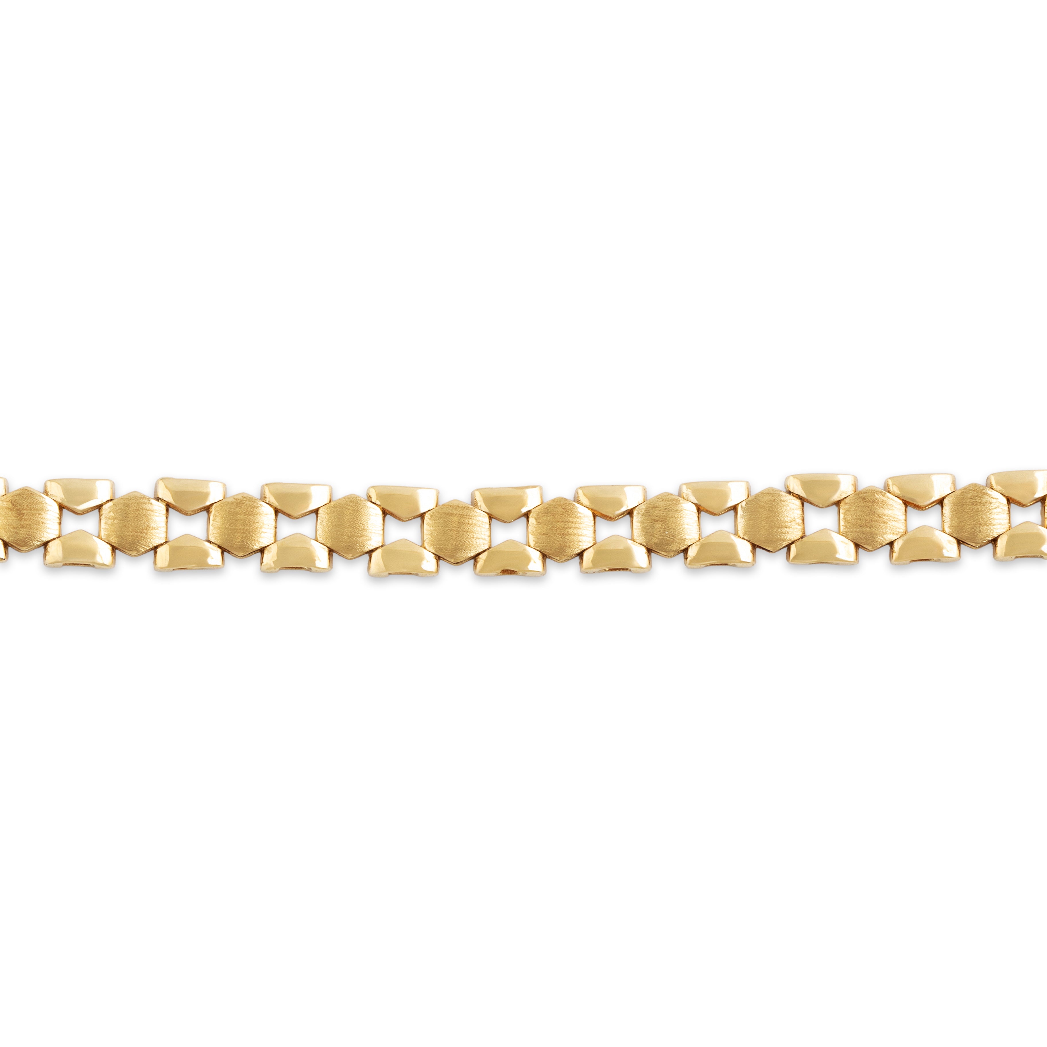 Vintage 14k Yellow Gold Brushed Hexagon Link Bracelet  - detail view #1