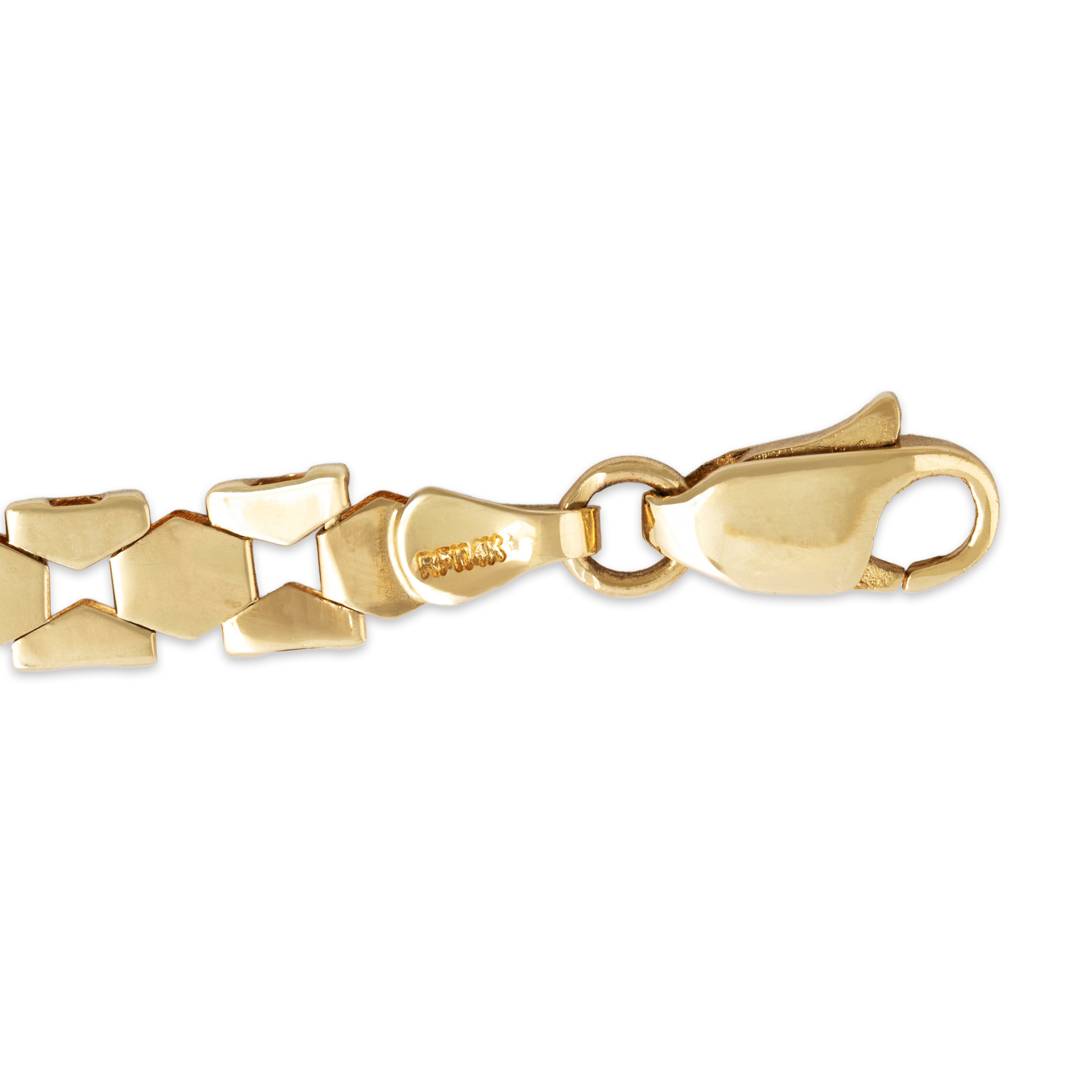Vintage 14k Yellow Gold Brushed Hexagon Link Bracelet  - Hallmark view
