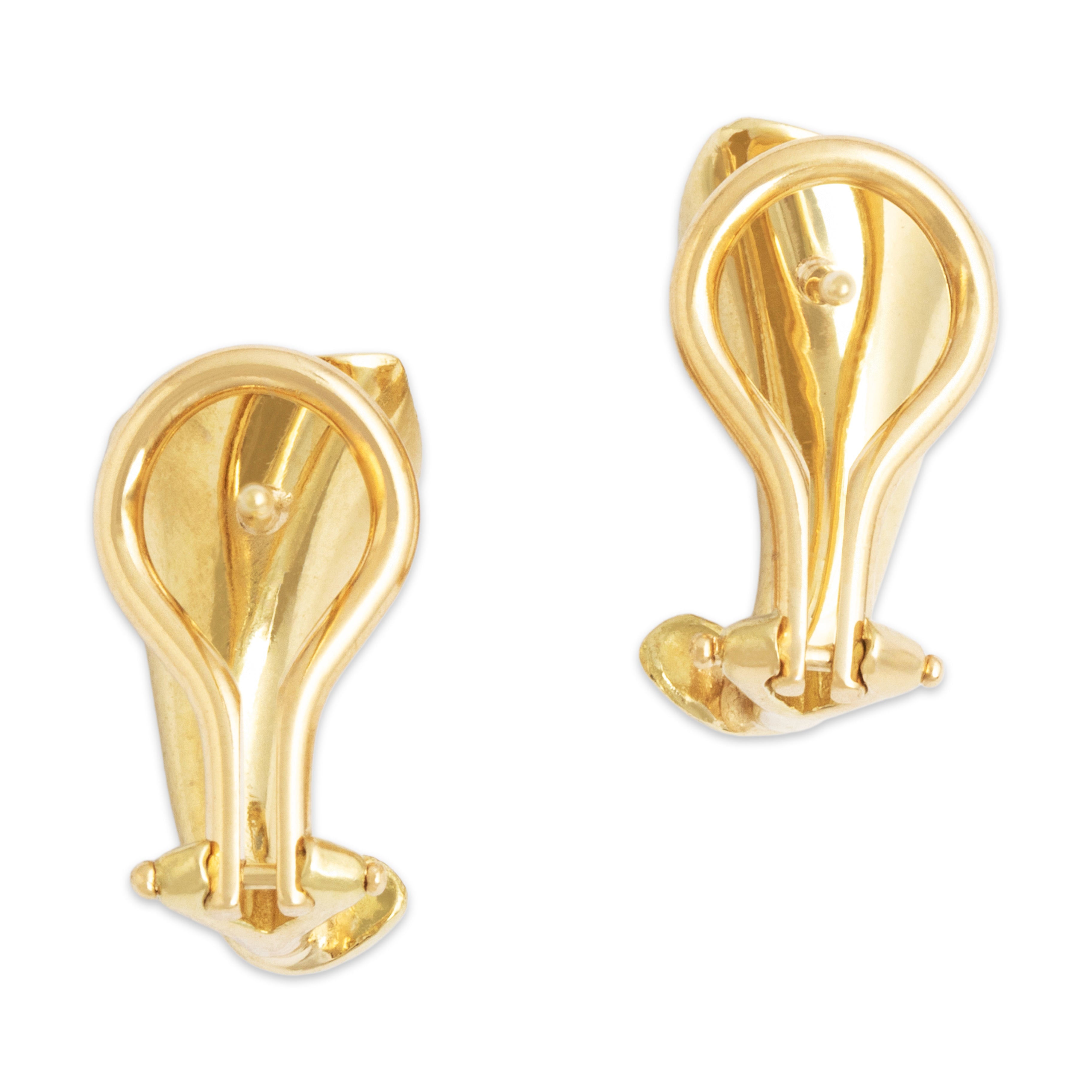 Vintage 18k Yellow Gold .216cttw Diamond Exquisite Calla Lily Earrings - Back view