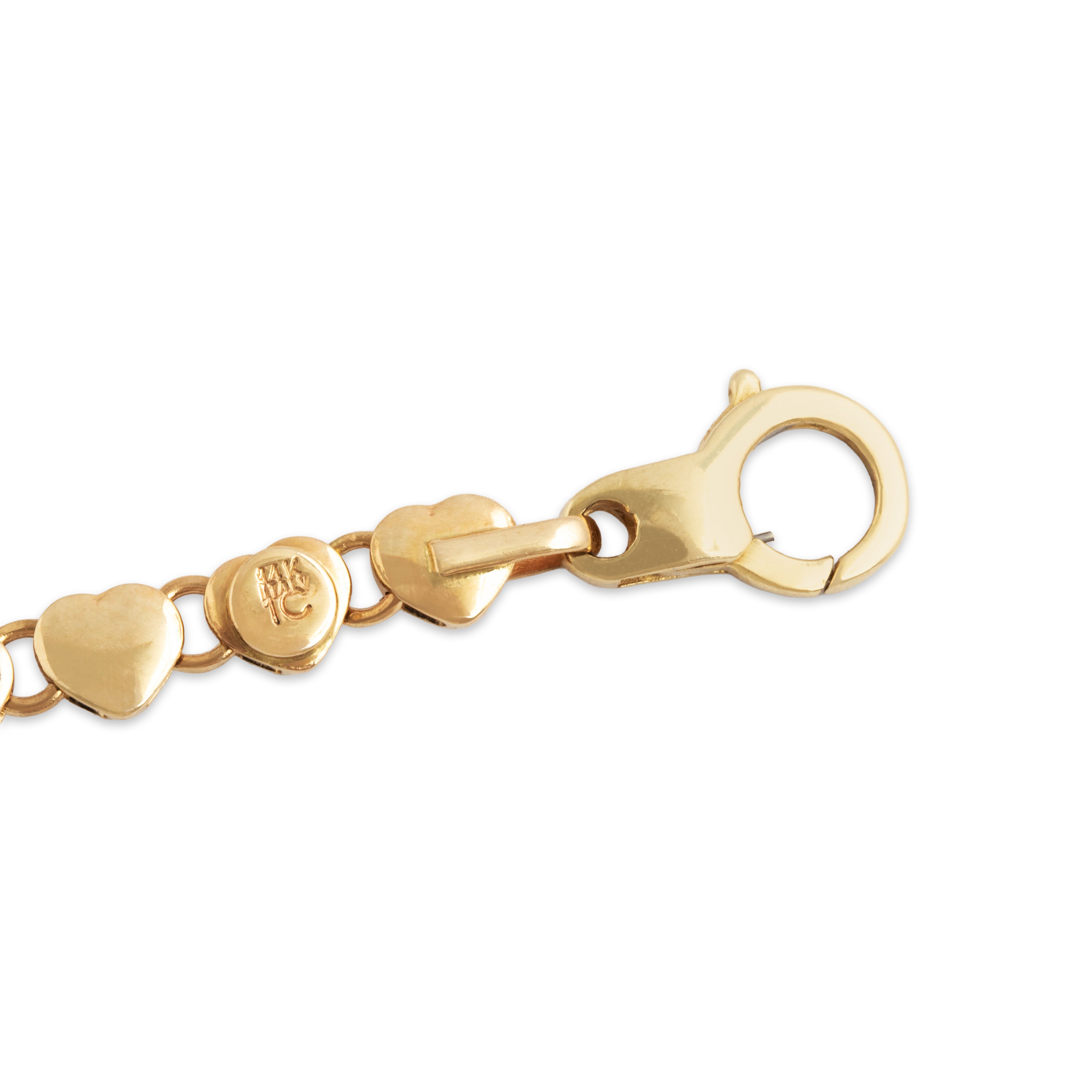 Vintage Italian 14k Yellow Gold Adorable Puffy Heart Bracelet - Hallmark view