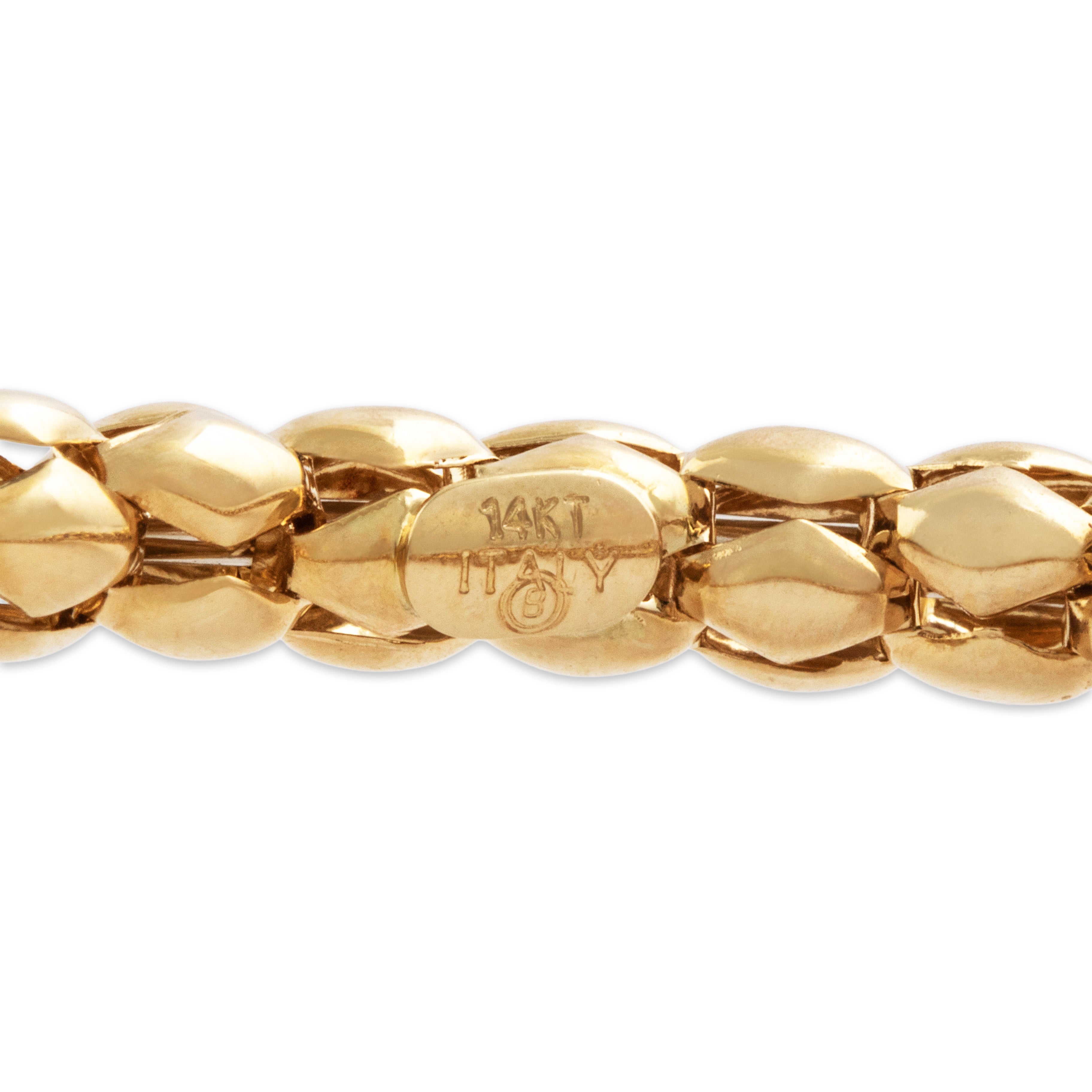 Vintage Italian 14k Yellow Gold 6.3cttw Blue Sapphire Chic Bendy Cuff Bracelet - Hallmark view