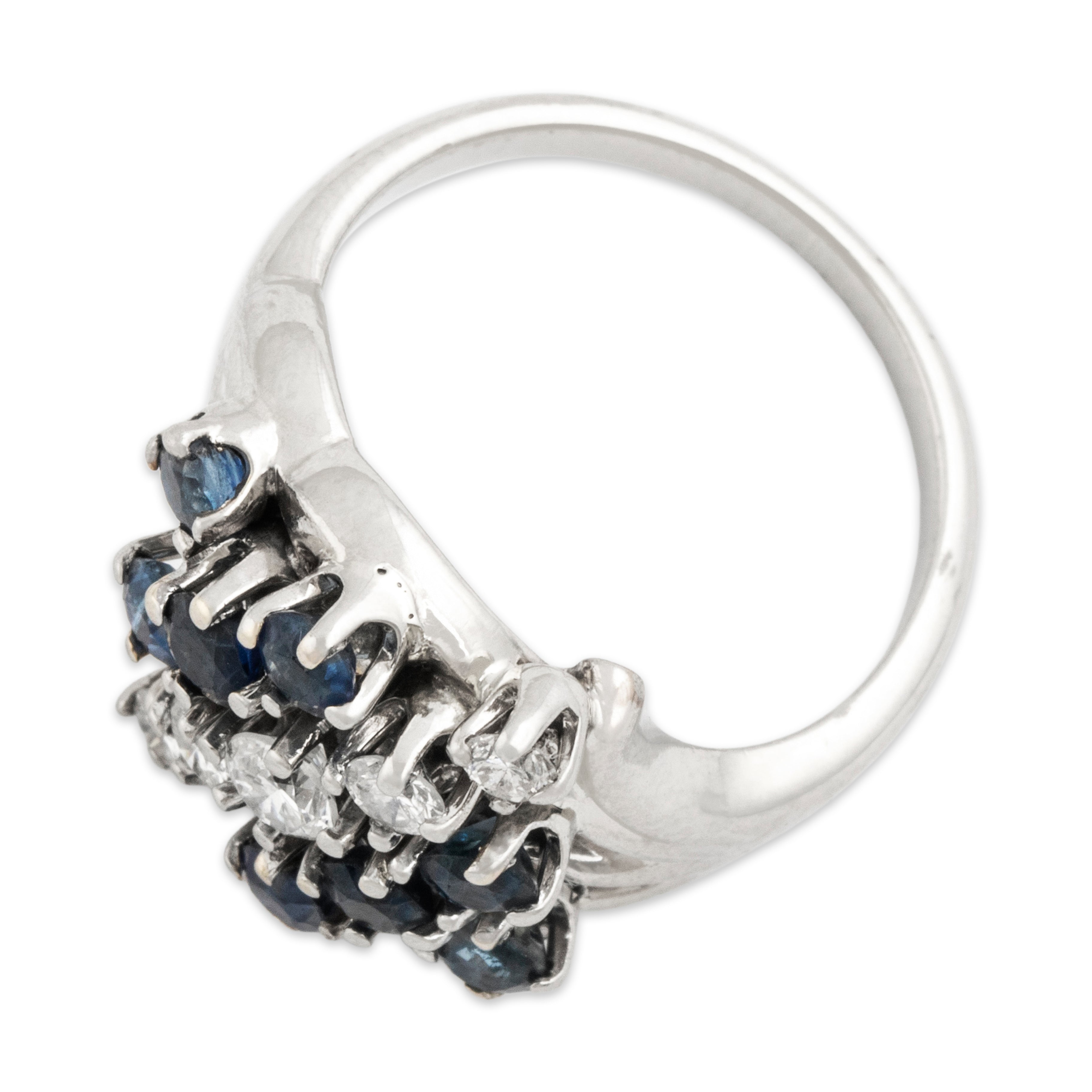 Vintage 14k White Gold Sapphire .339cttw Diamond Sparkling Diagonal Ring - Overall view