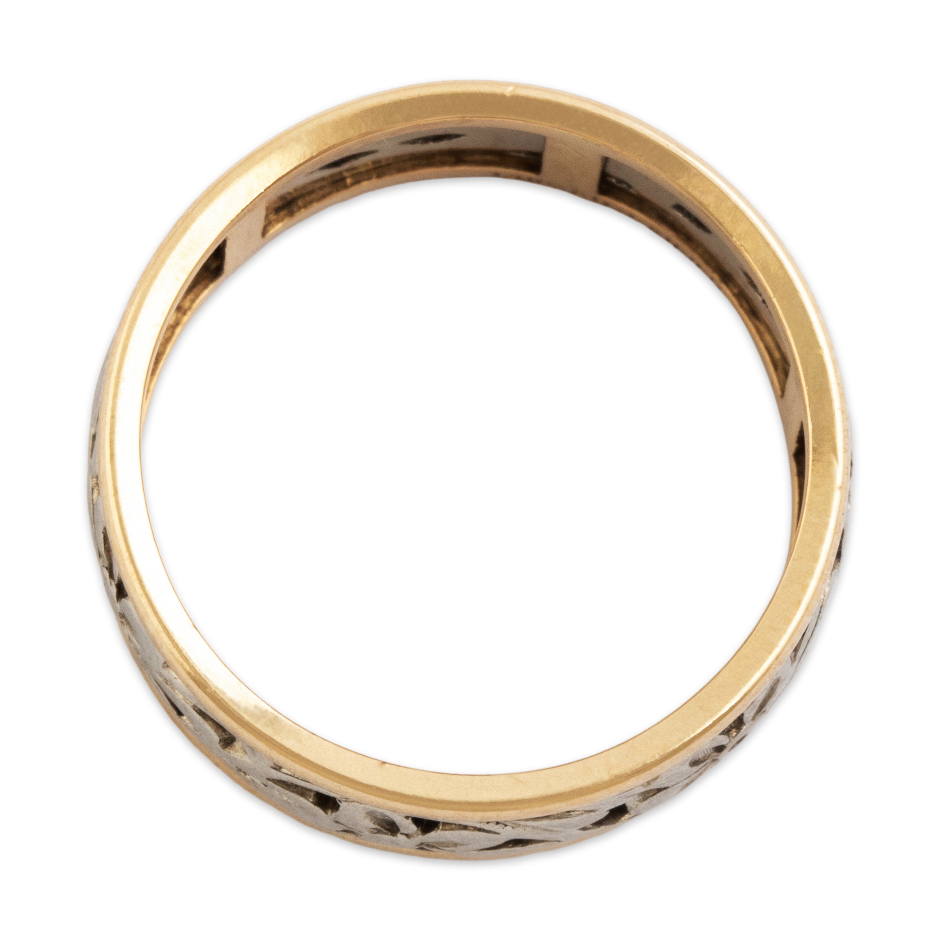 Vintage 14k White & Yellow Gold Flowering Eternity Band Ring - detail view #1