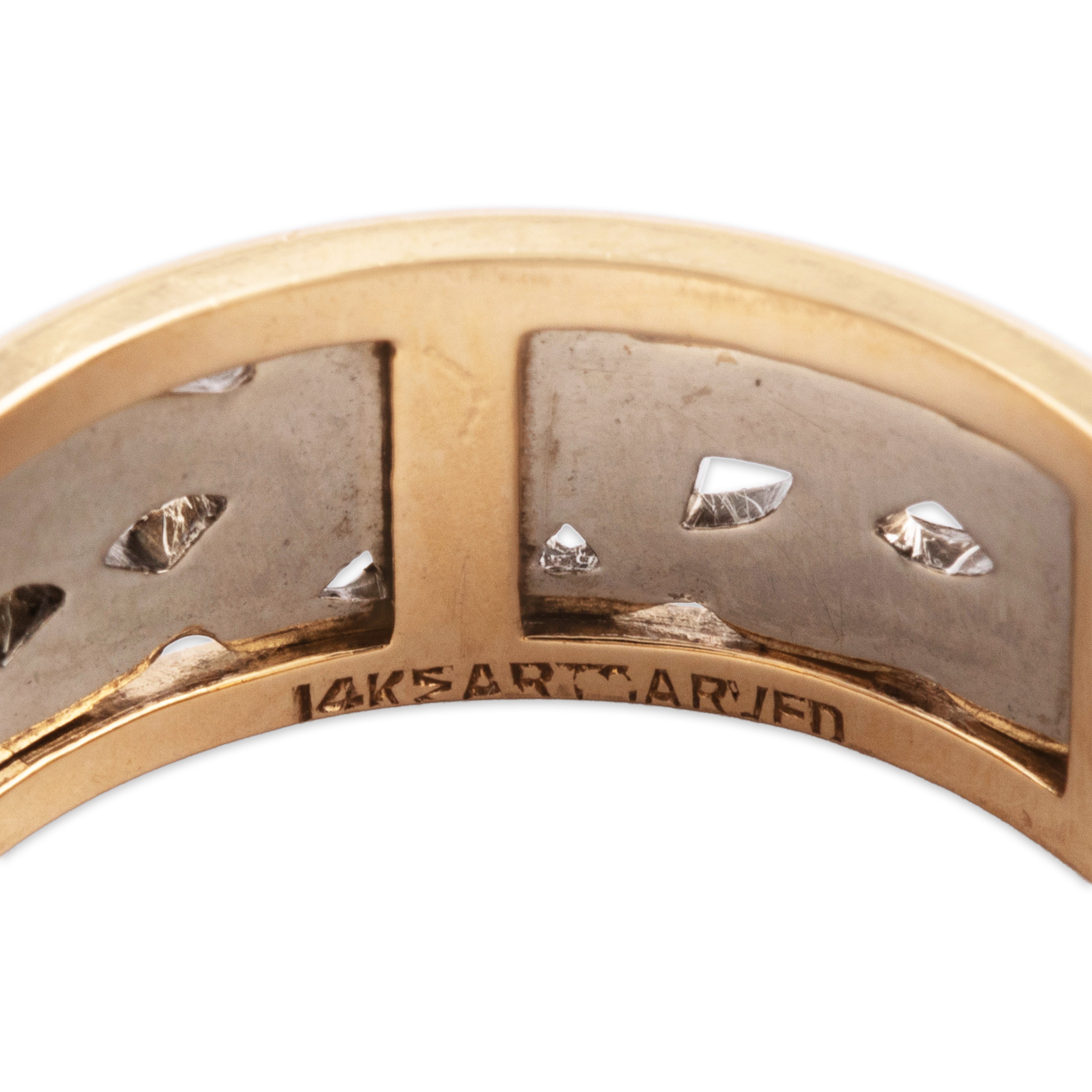 Vintage 14k White & Yellow Gold Flowering Eternity Band Ring - Hallmark view