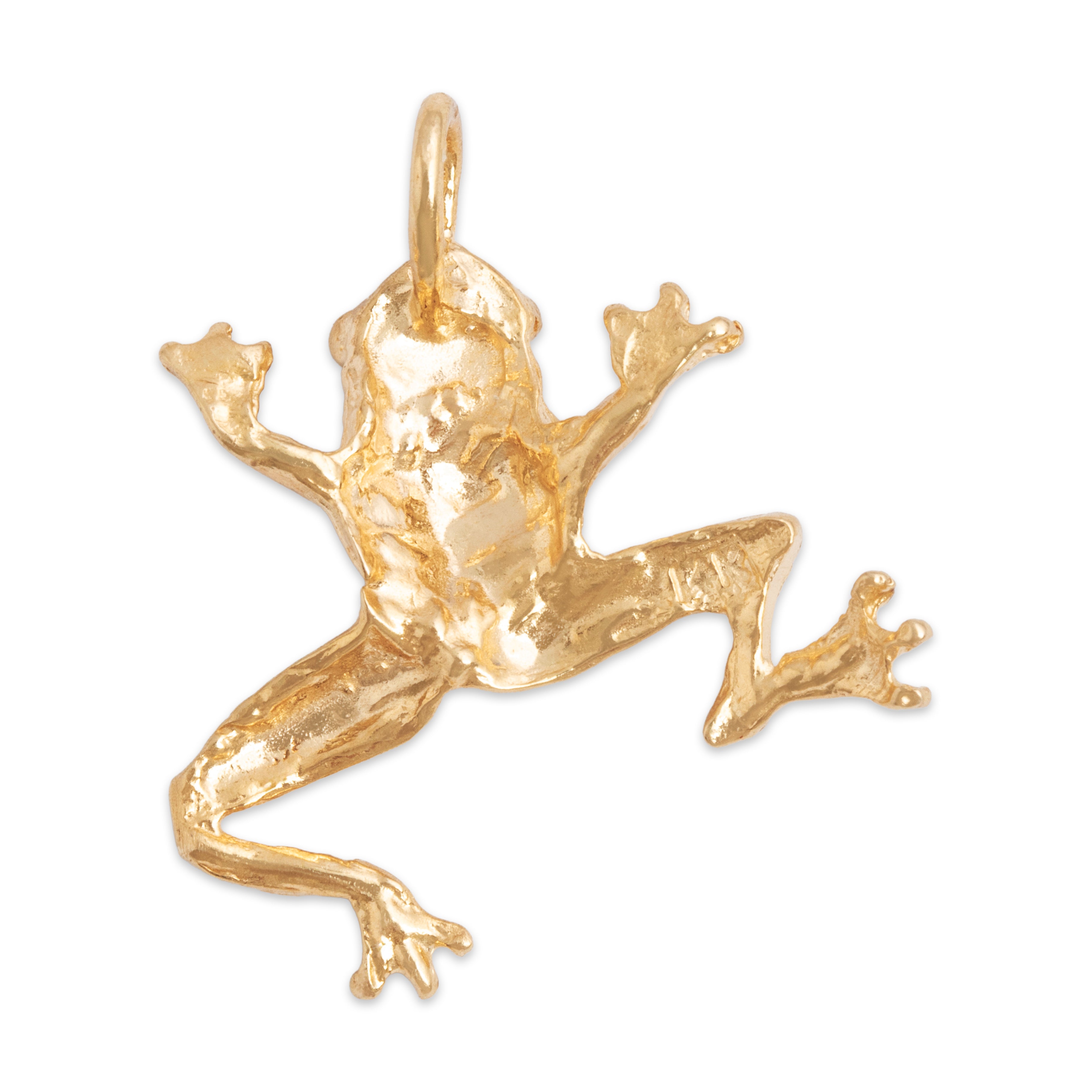 Vintage 14k Yellow Gold Lively Figural Frog Pendant - Back view