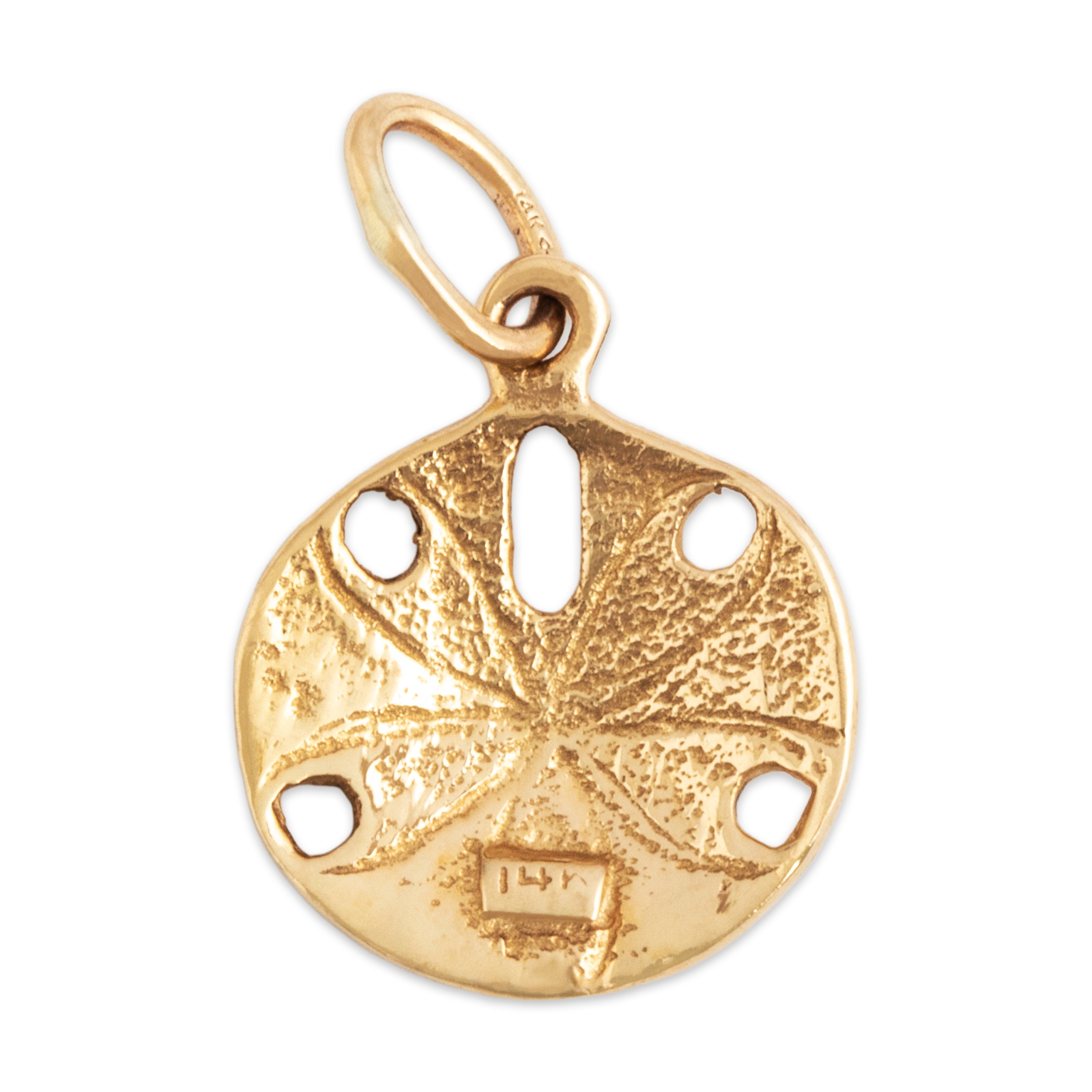 Vintage Small 14k Yellow Gold Lovely Sand Dollar Charm / Pendant - Back view