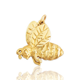 Vintage Large 14k Yellow Gold Adorable Buzzing Bee Charm / Pendant