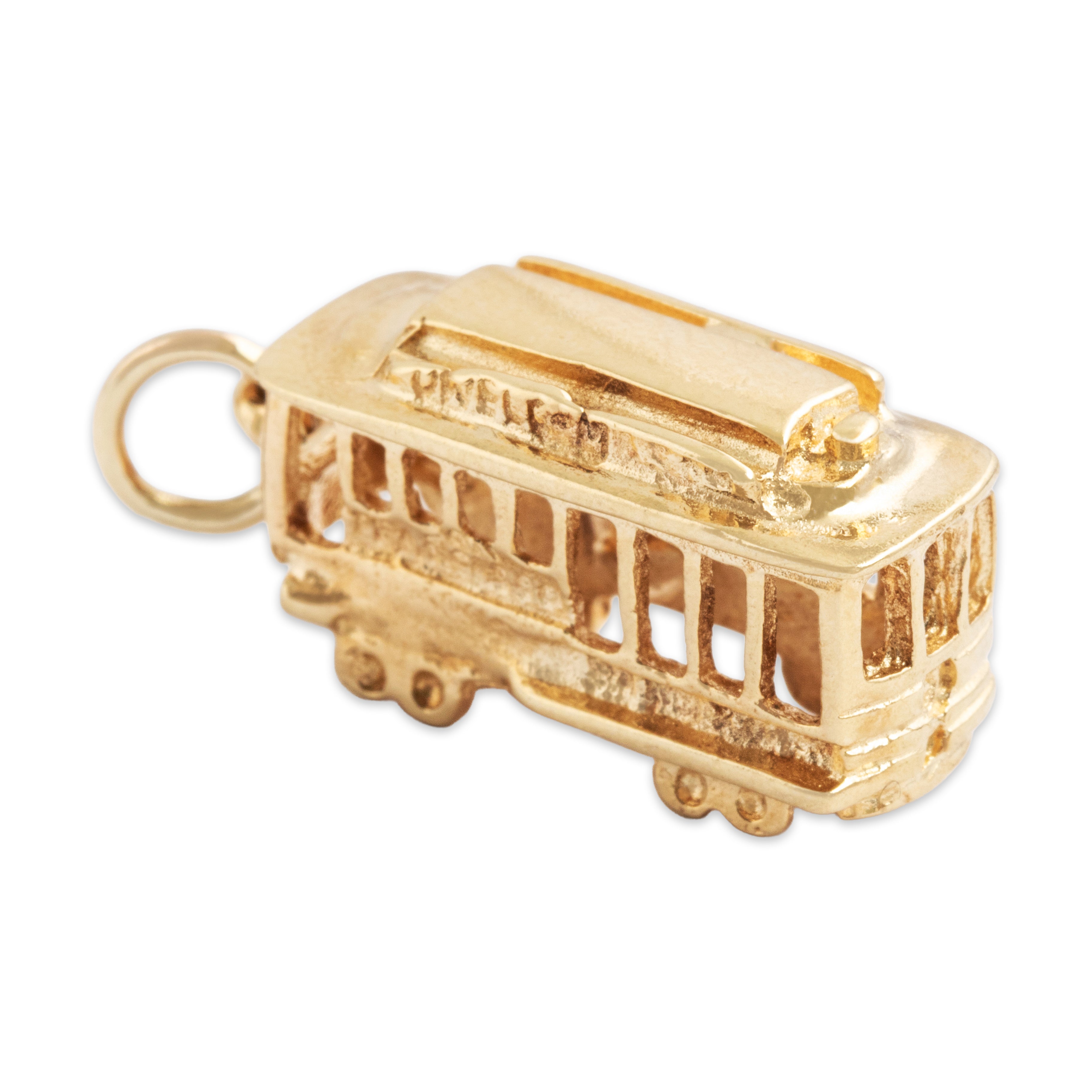 Vintage 14k Yellow Gold San Francisco Powell-Mason Cable Car Charm / Pendant - Overall view