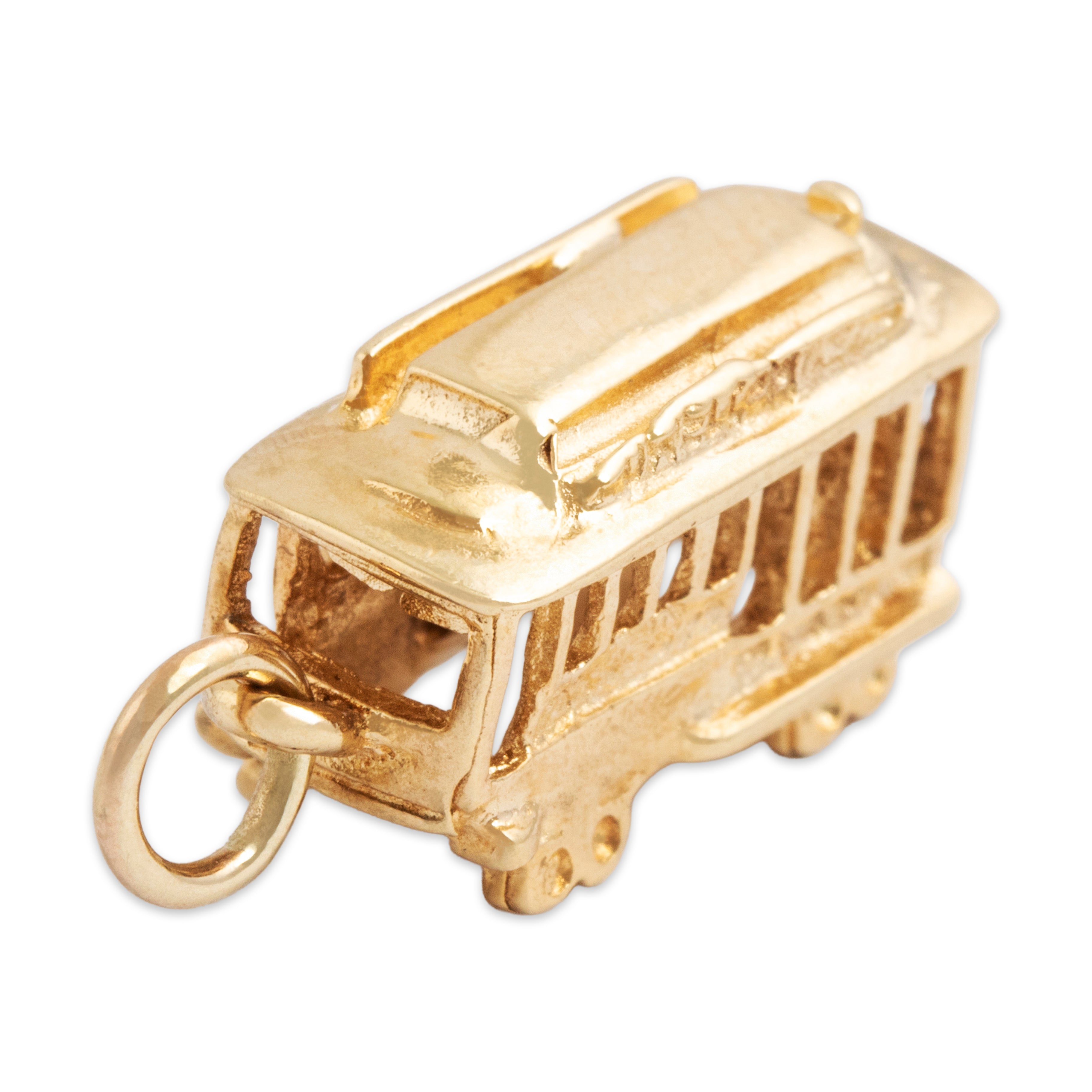 Vintage 14k Yellow Gold San Francisco Powell-Mason Cable Car Charm / Pendant - Overall view