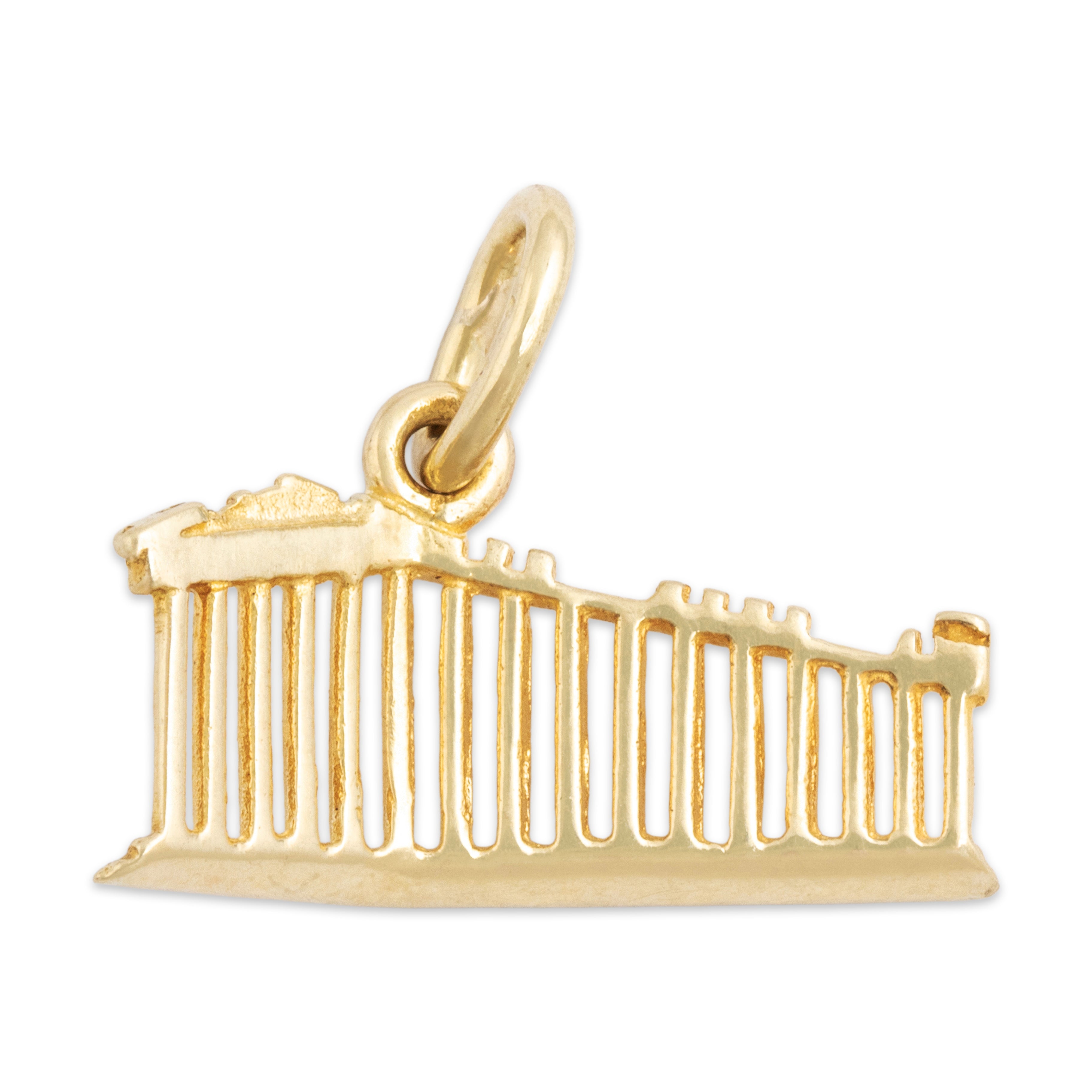 Vintage Lightweight 14k Yellow Gold Classical Greek Pantheon Charm / Pendant - Overall view