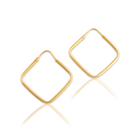 Vintage Italian 18k Yellow Gold Wonderful Square Tube Hoop Earrings