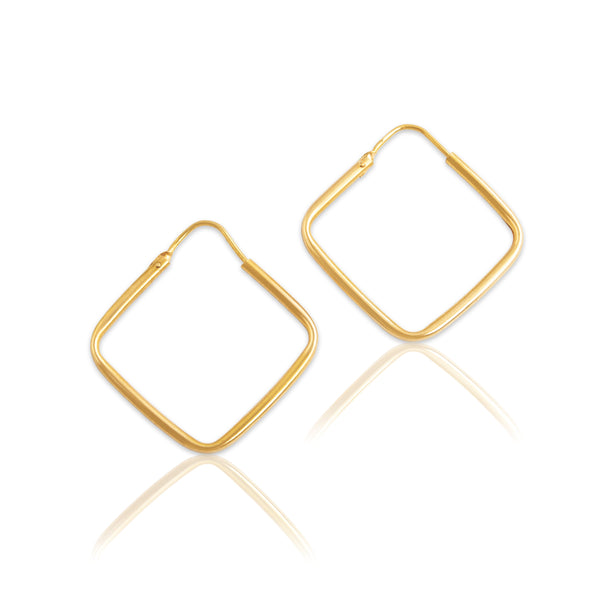 Vintage Italian 18k Yellow Gold Wonderful Square Tube Hoop Earrings