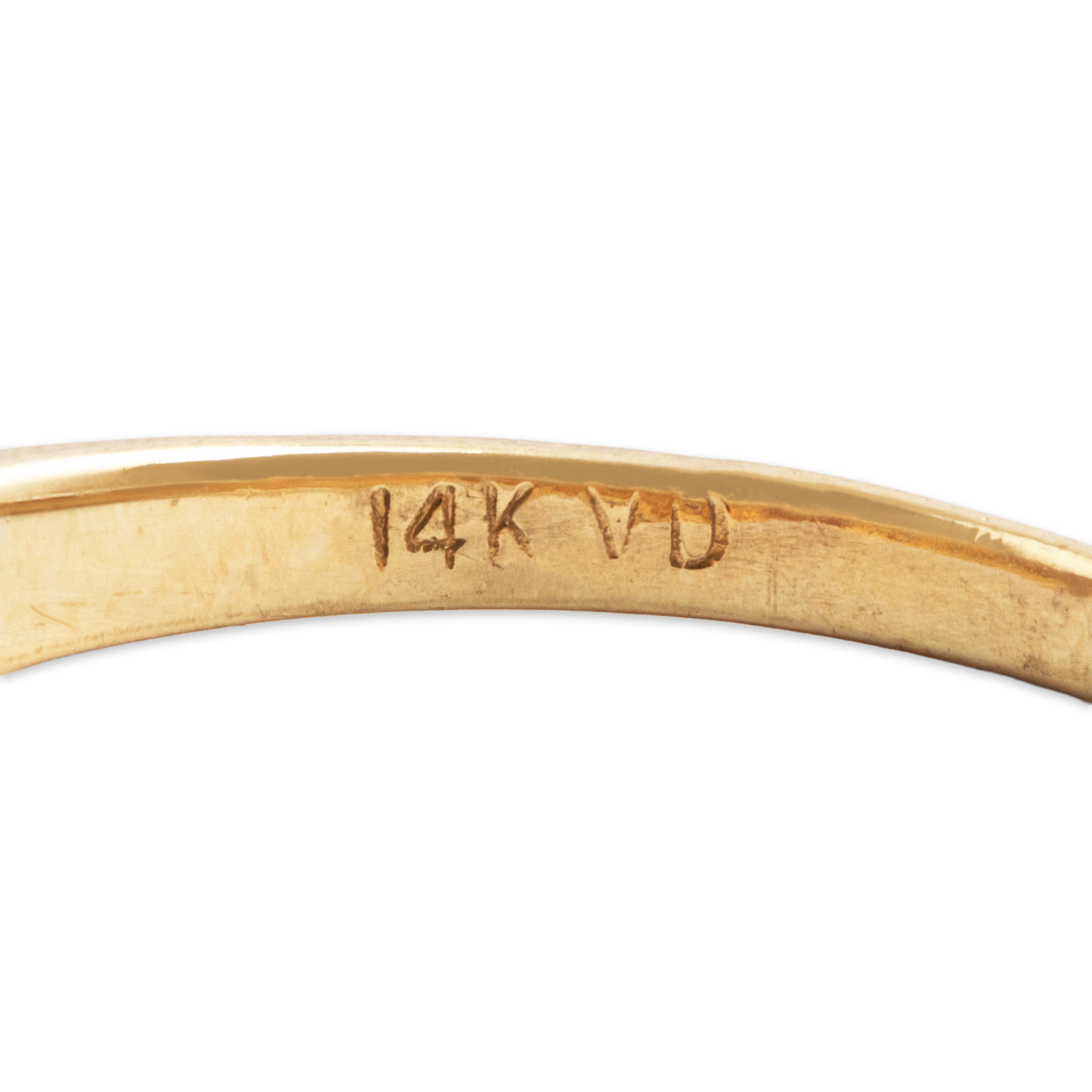 Vintage 14k Yellow Gold Ruby Diamond Pretty Bezel Trio Ring - Hallmark view