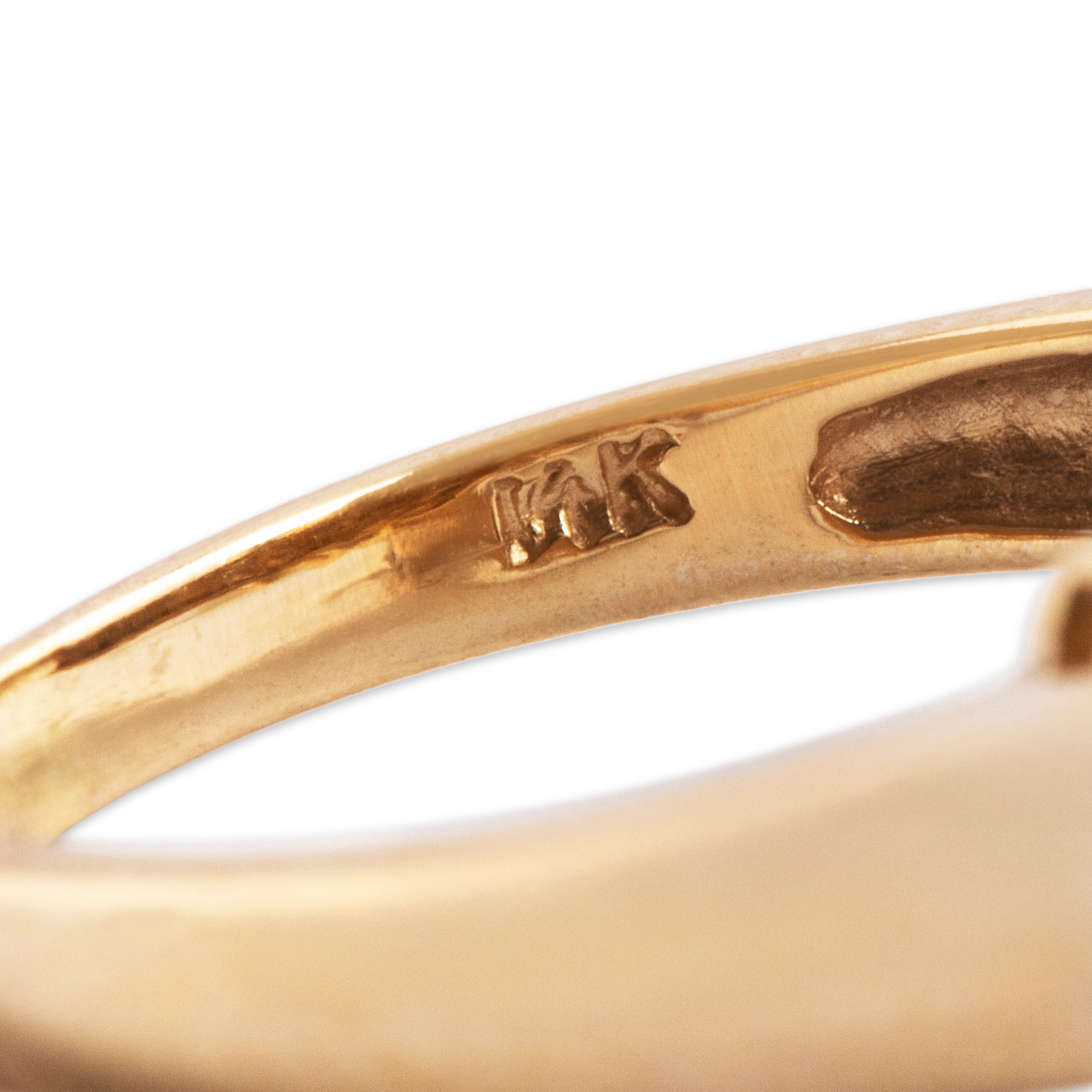 Vintage 14k Yellow Gold Sapphire Diamond Step Shoulder Marquise Ring - Hallmark view