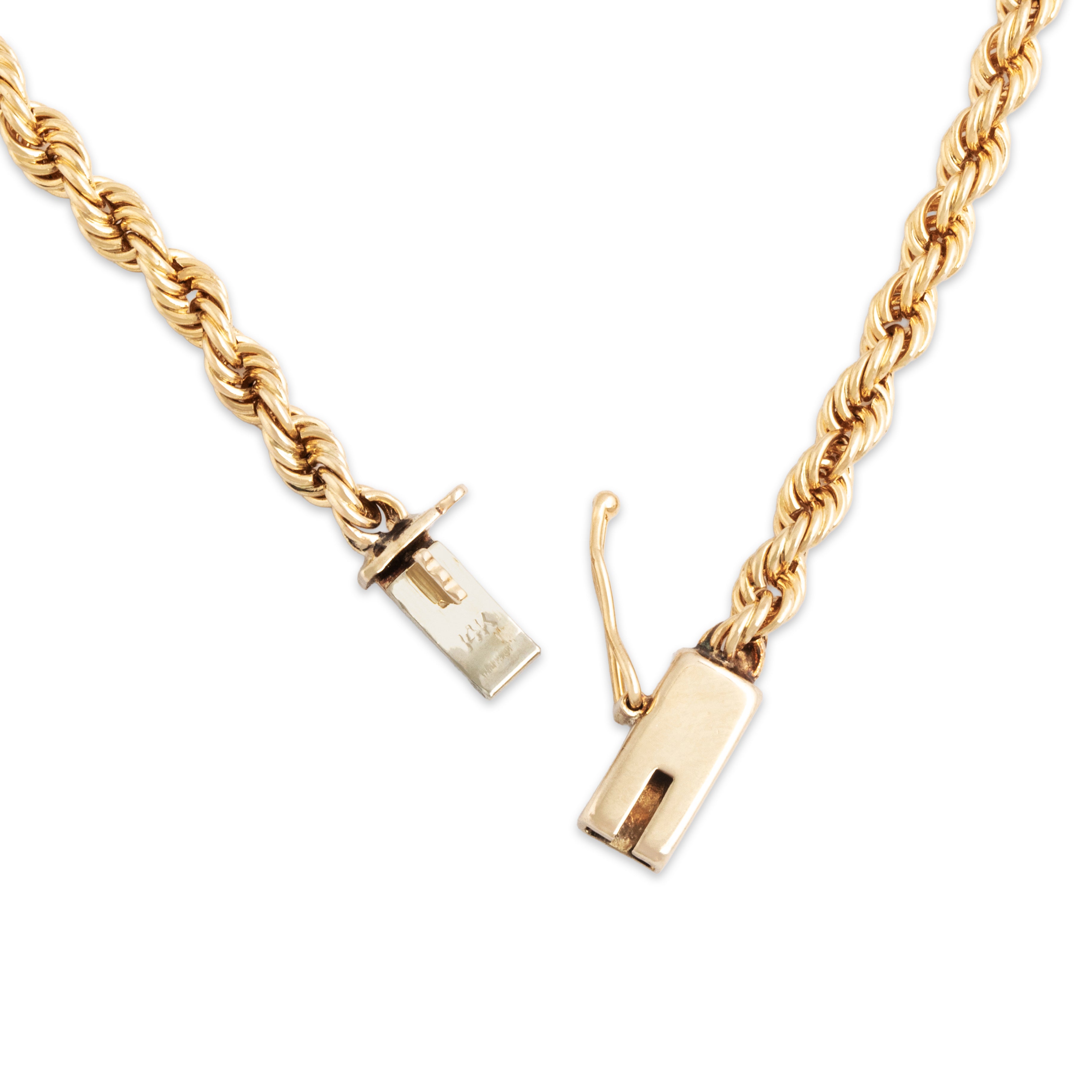 Vintage 14k Yellow Gold Pearl Diamond Rope Chain Buckle Bracelet - clasp view