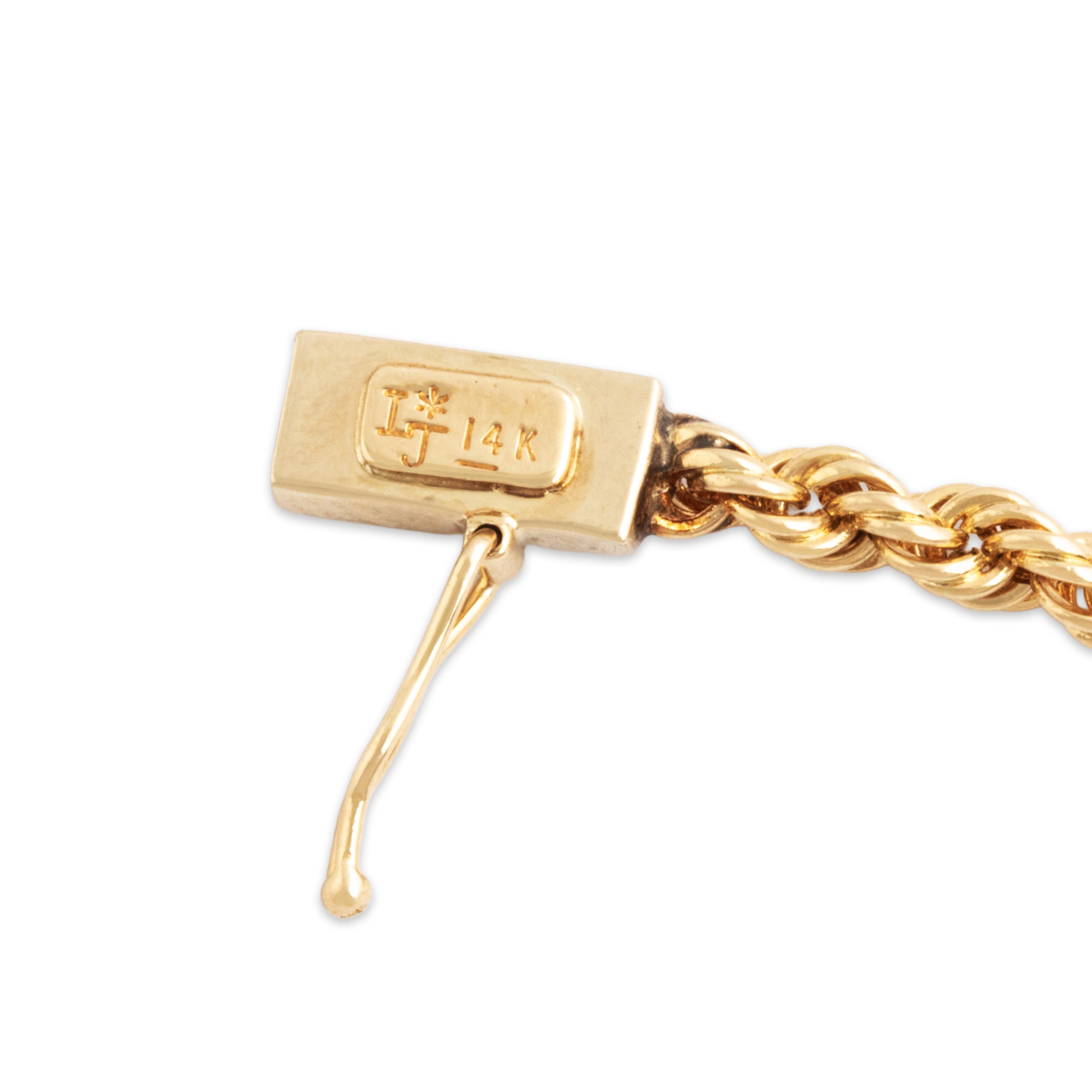 Vintage 14k Yellow Gold Pearl Diamond Rope Chain Buckle Bracelet - Hallmark view