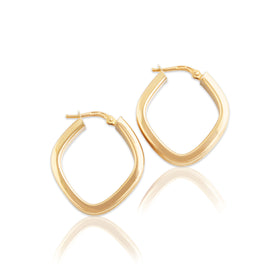 Vintage Italian 18k Yellow Gold Rounded Square Hoop Earrings